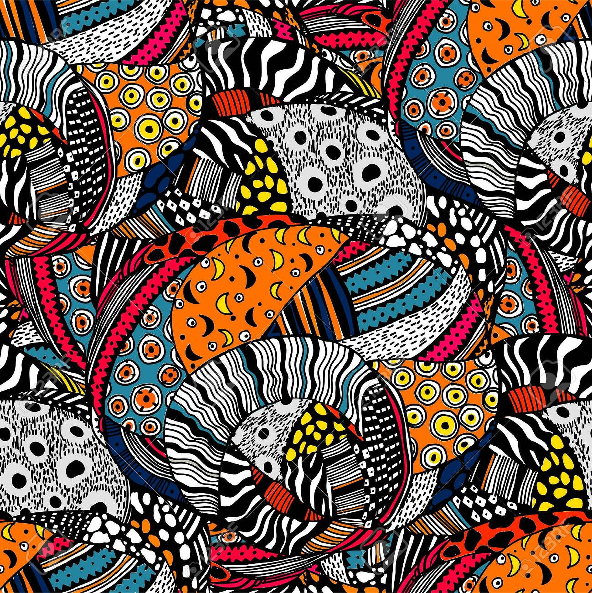 African Animal Patterned Art, orange, pink, Full HD Phone Wallpaper