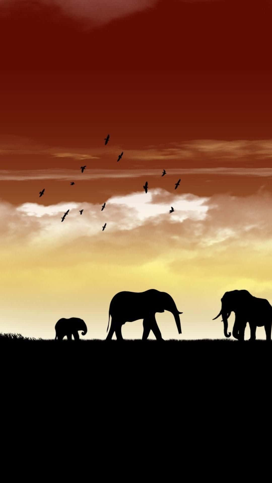 African Native Animals Landscape, elephants, calf, Full HD Phone Wallpaper