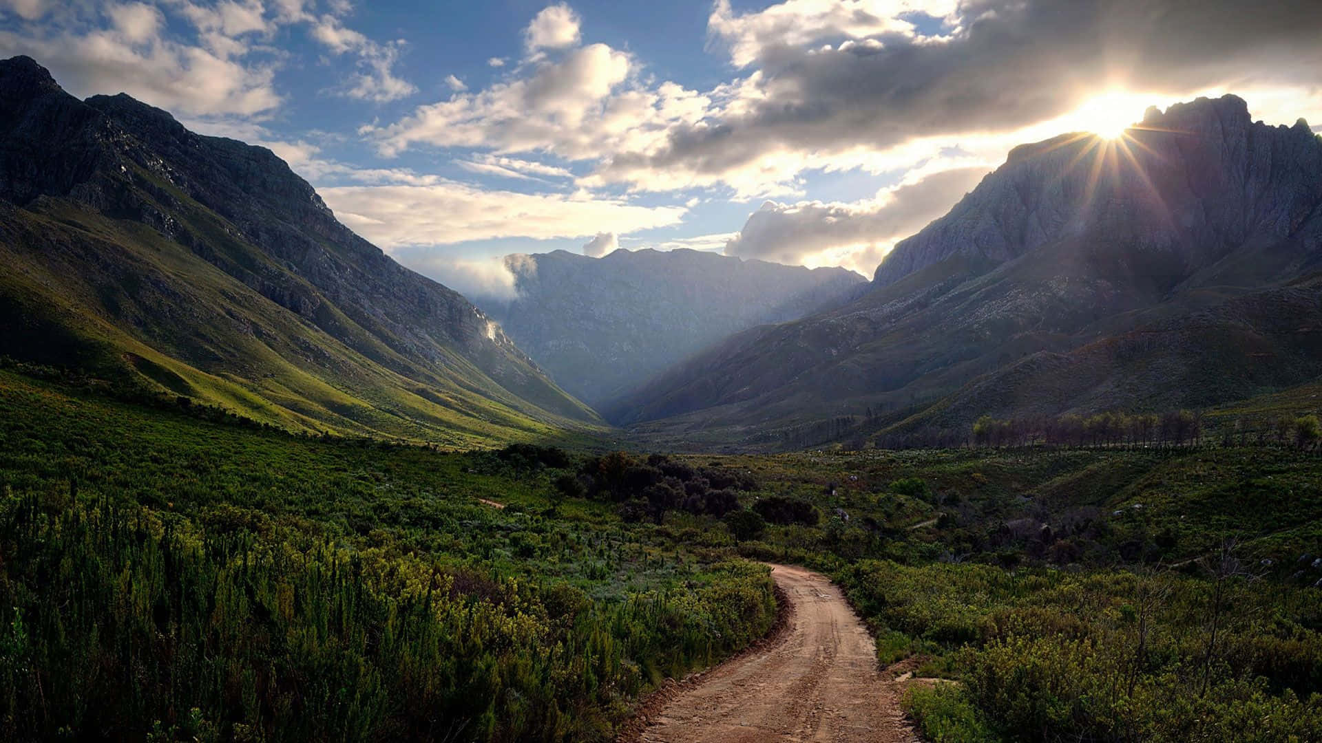African Landscapes, winding dirt path, lush green valley, Full HD Desktop Wallpaper