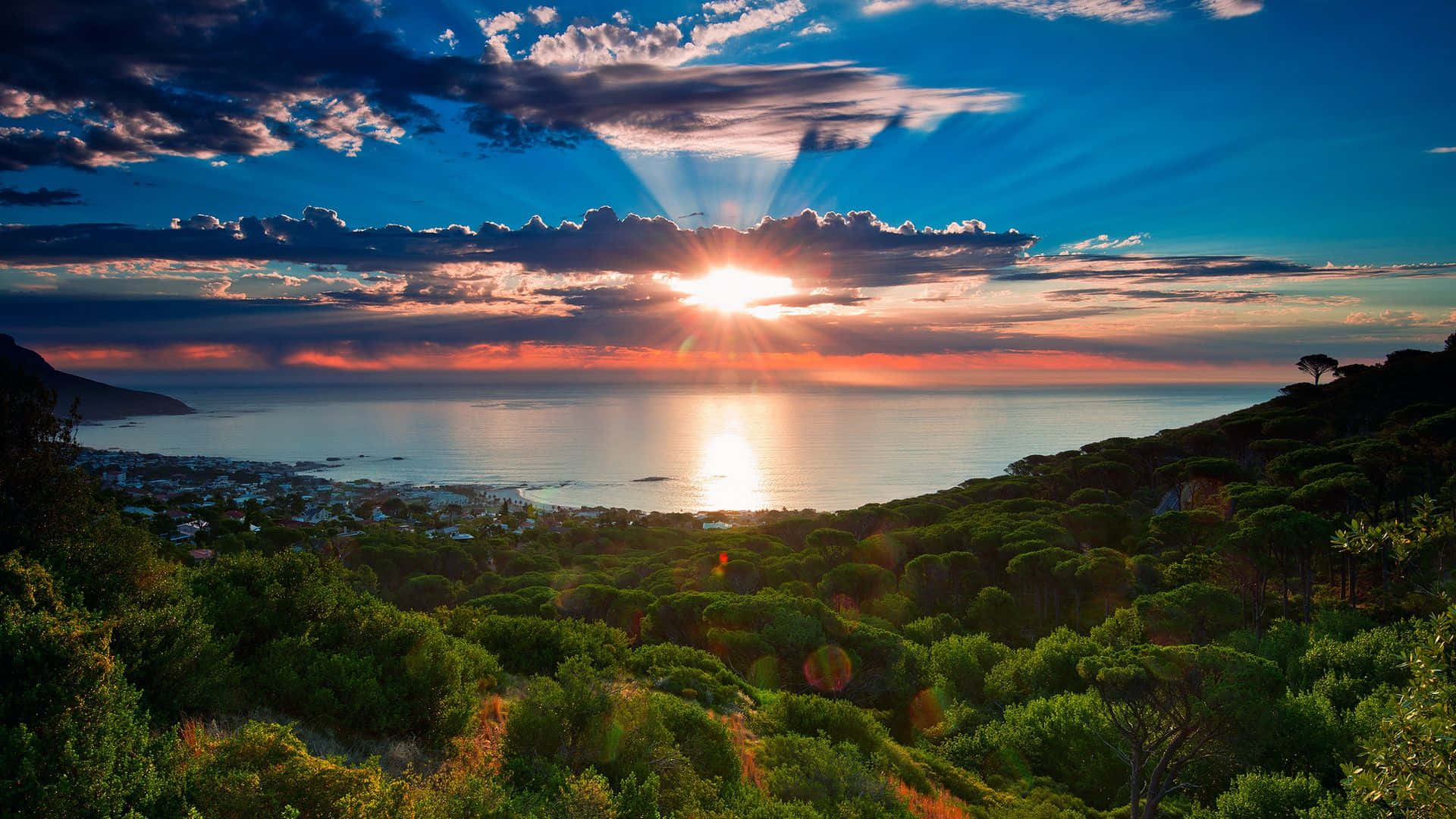 African Landscapes, sunset, coastal town, Full HD Desktop Wallpaper