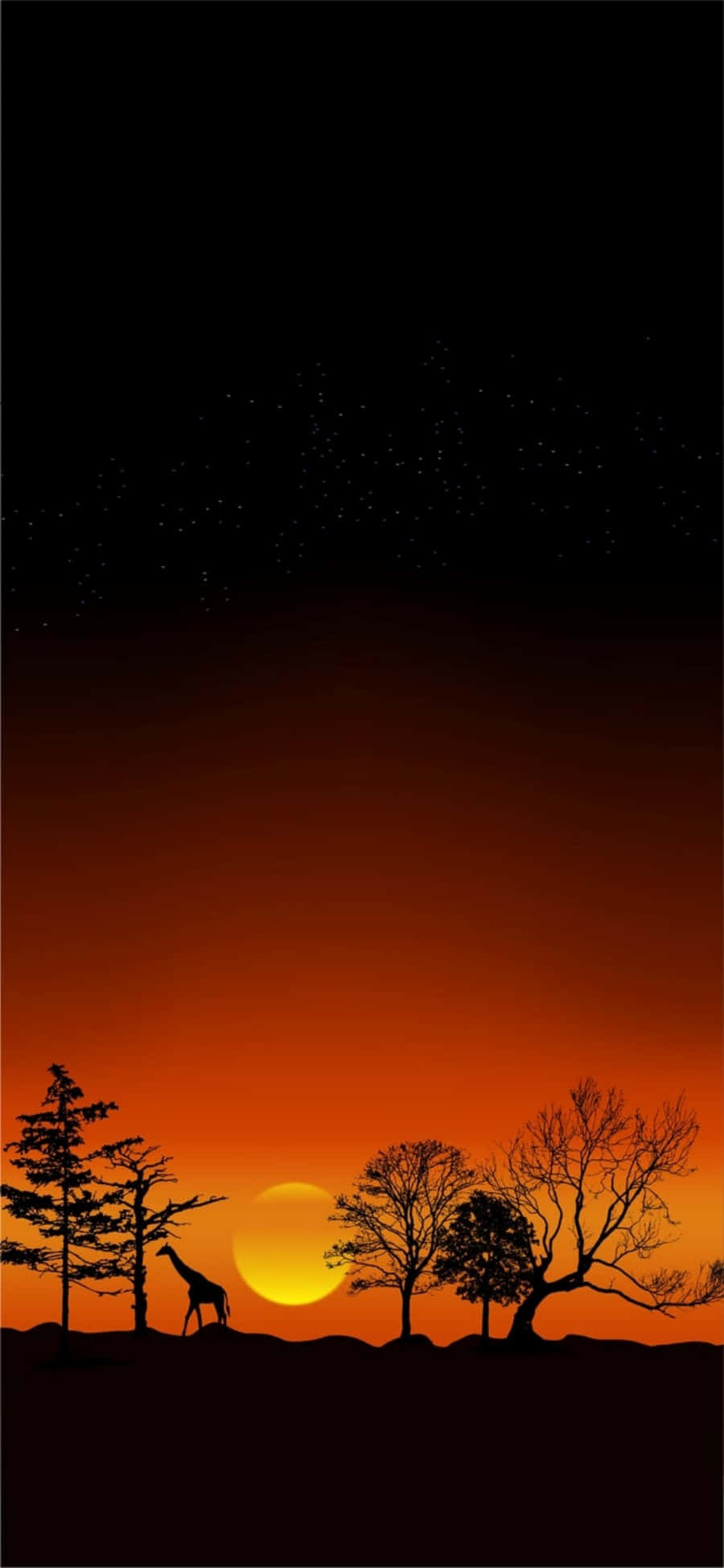 African Phone, giraffe, fiery orange sunset, Full HD Phone Wallpaper