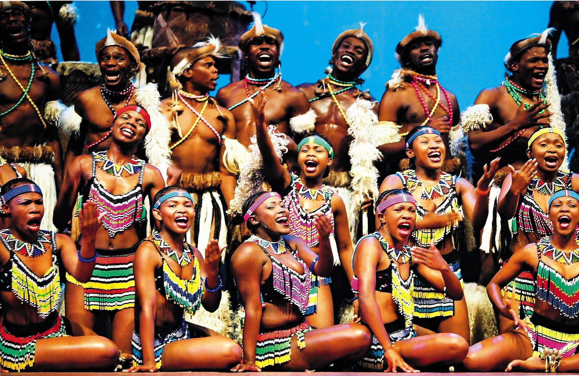 African Culture, colorful beaded tribal costumes, joyful energy, HD Desktop Wallpaper
