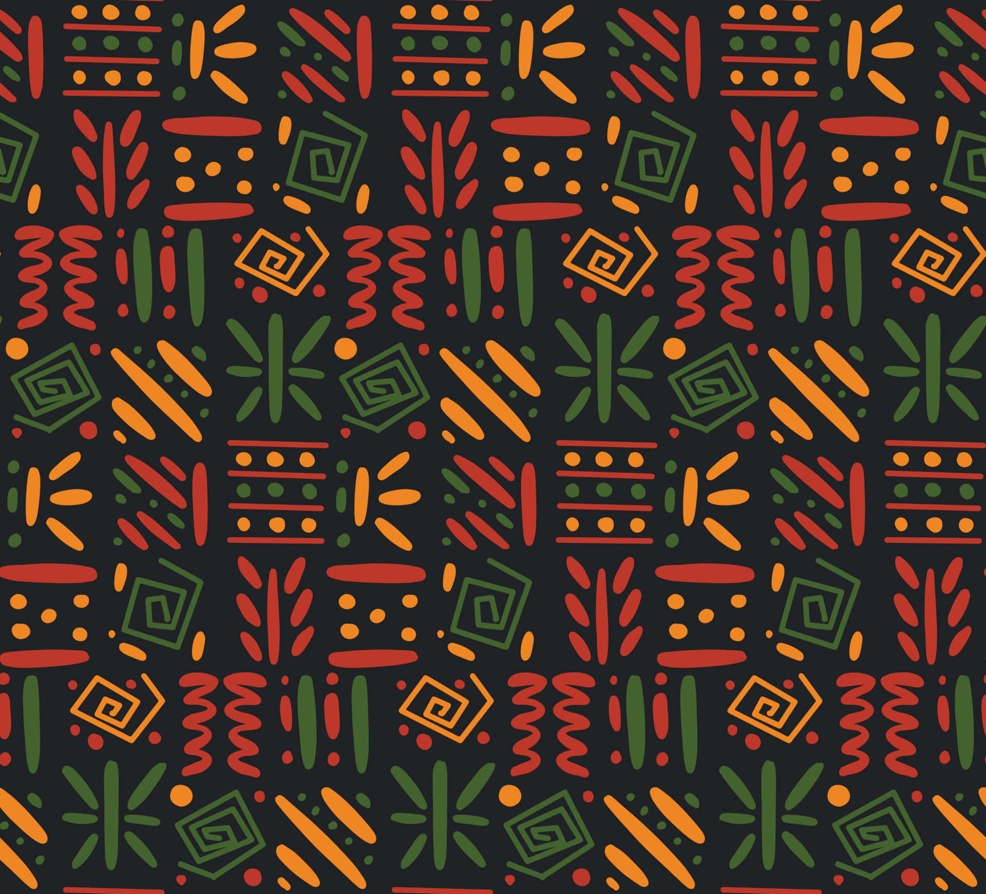 vibrant african print pattern, geometric tribal patterns, red orange green and yellow, Full HD Desktop Wallpaper