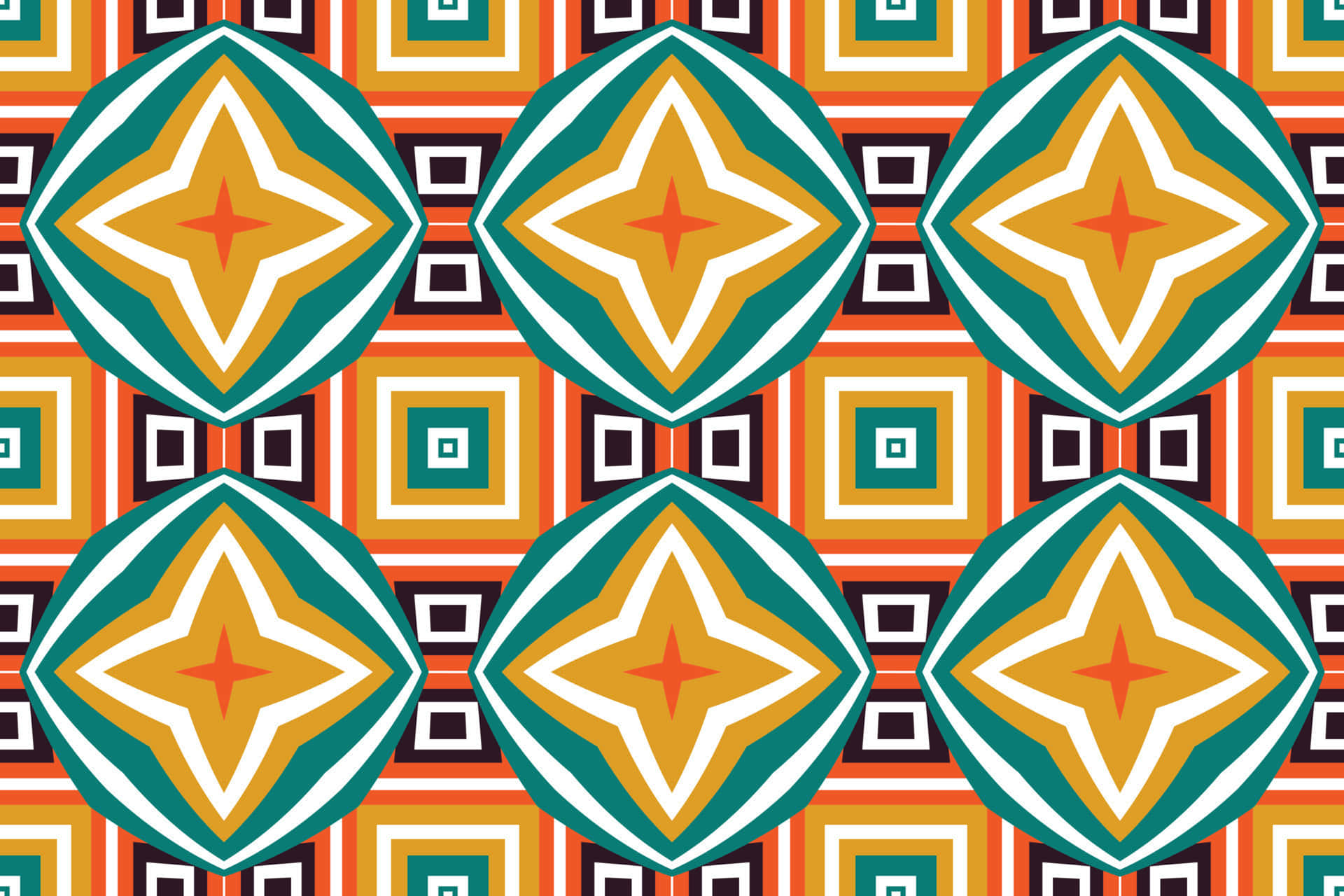 vibrant african print pattern, teal, gold, Full HD Desktop Wallpaper