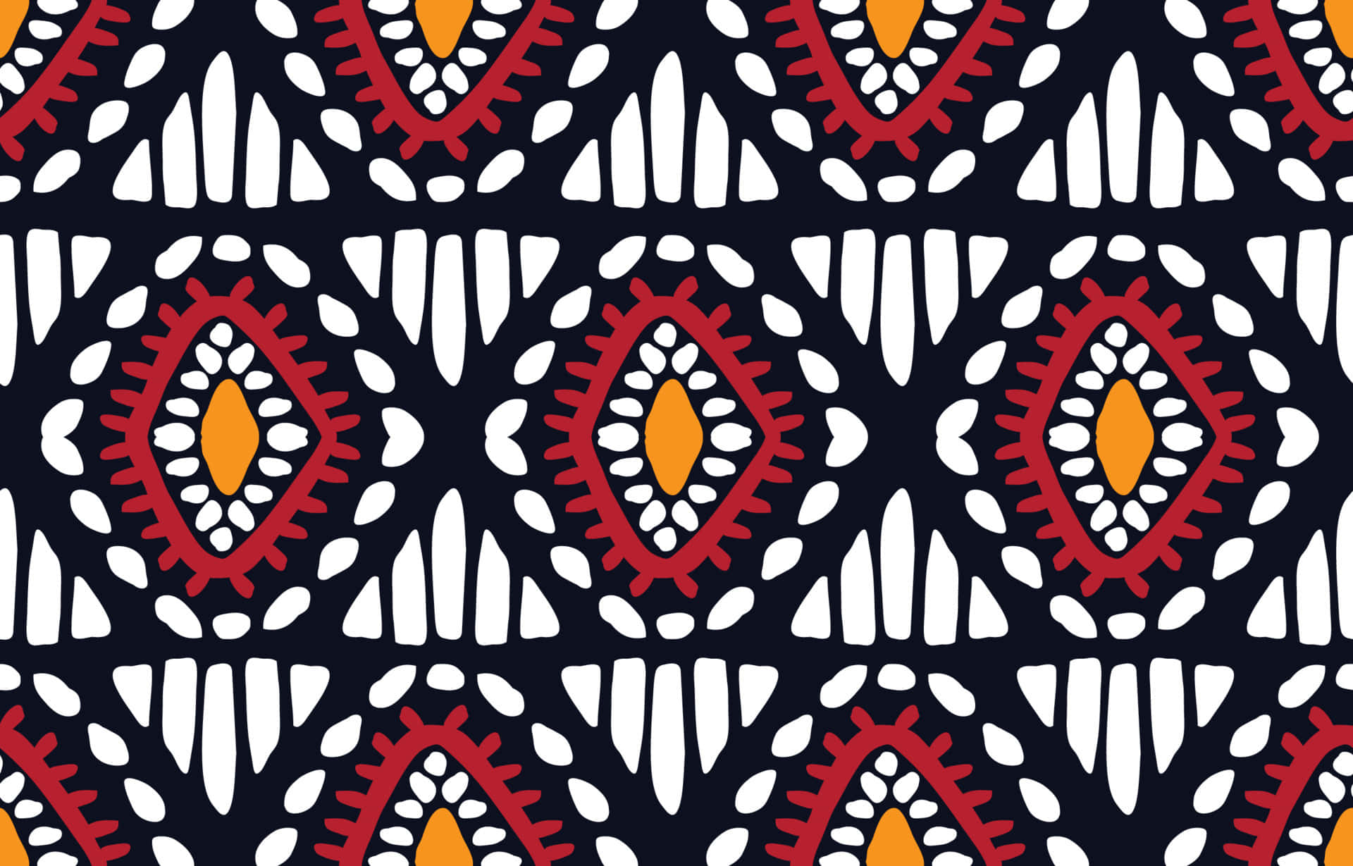 African Print Fabric Pattern, red orange, white, Full HD Desktop Wallpaper