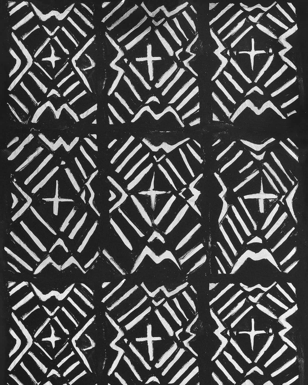 African Print, black and white abstract pattern, repeating diamond shapes, HD Phone Wallpaper
