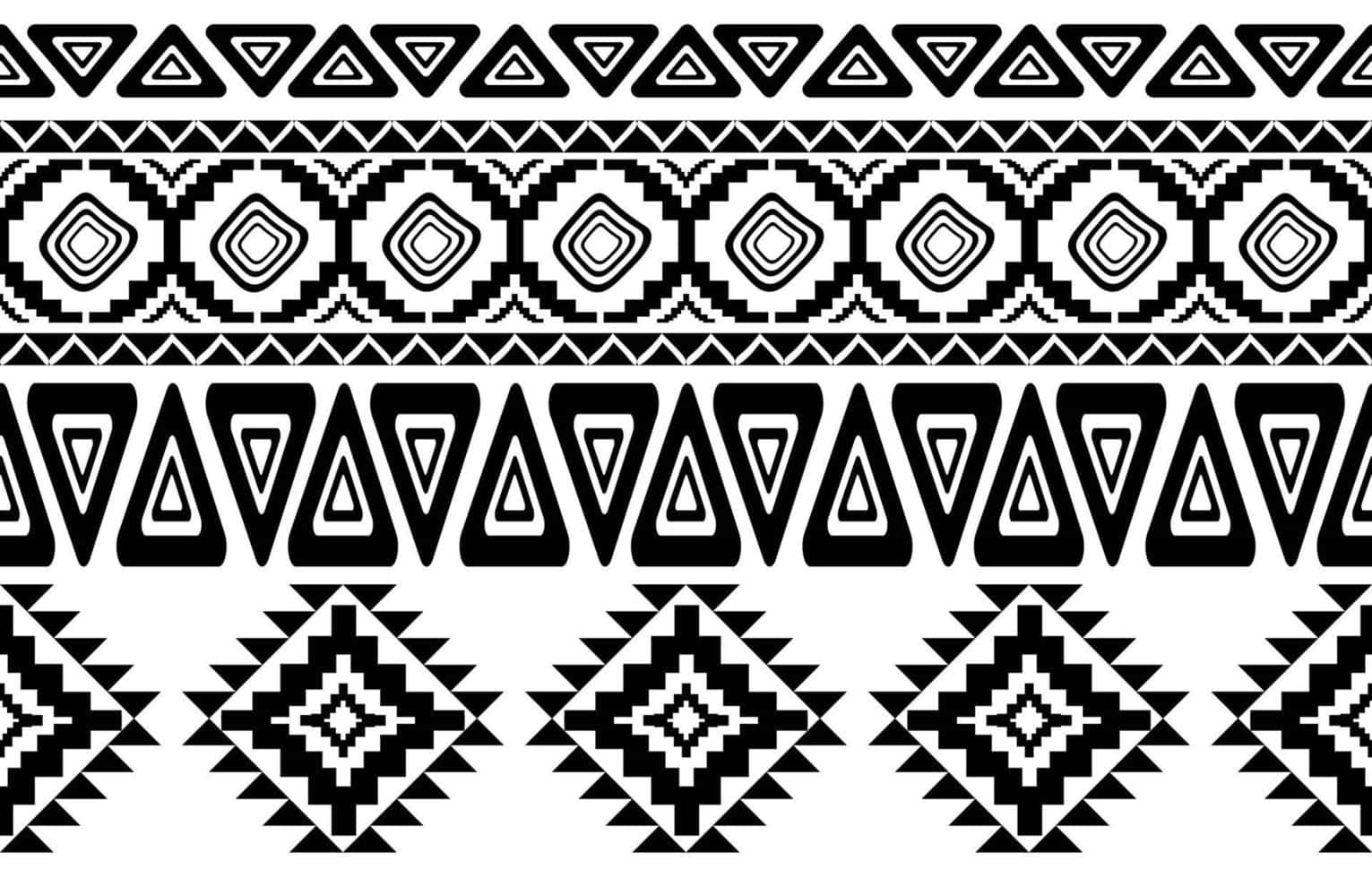 black and white, geometric tribal pattern, repeating triangles, HD Desktop Wallpaper