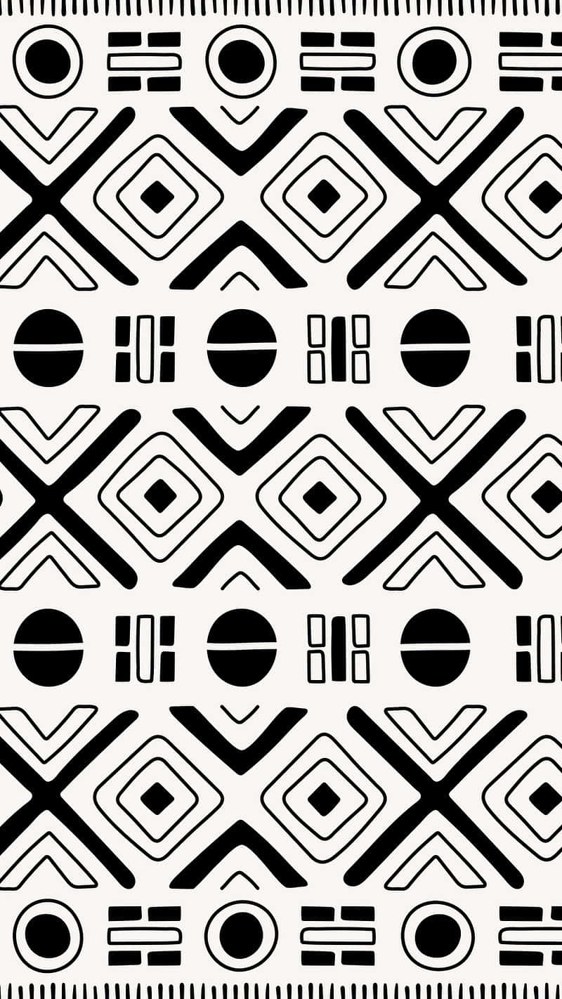 monochrome african print pattern, black geometric shapes, diamonds, HD Phone Wallpaper