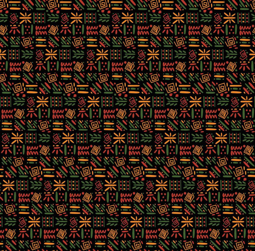 vibrant african print pattern, geometric tribal pattern, red orange green, SD Desktop Wallpaper