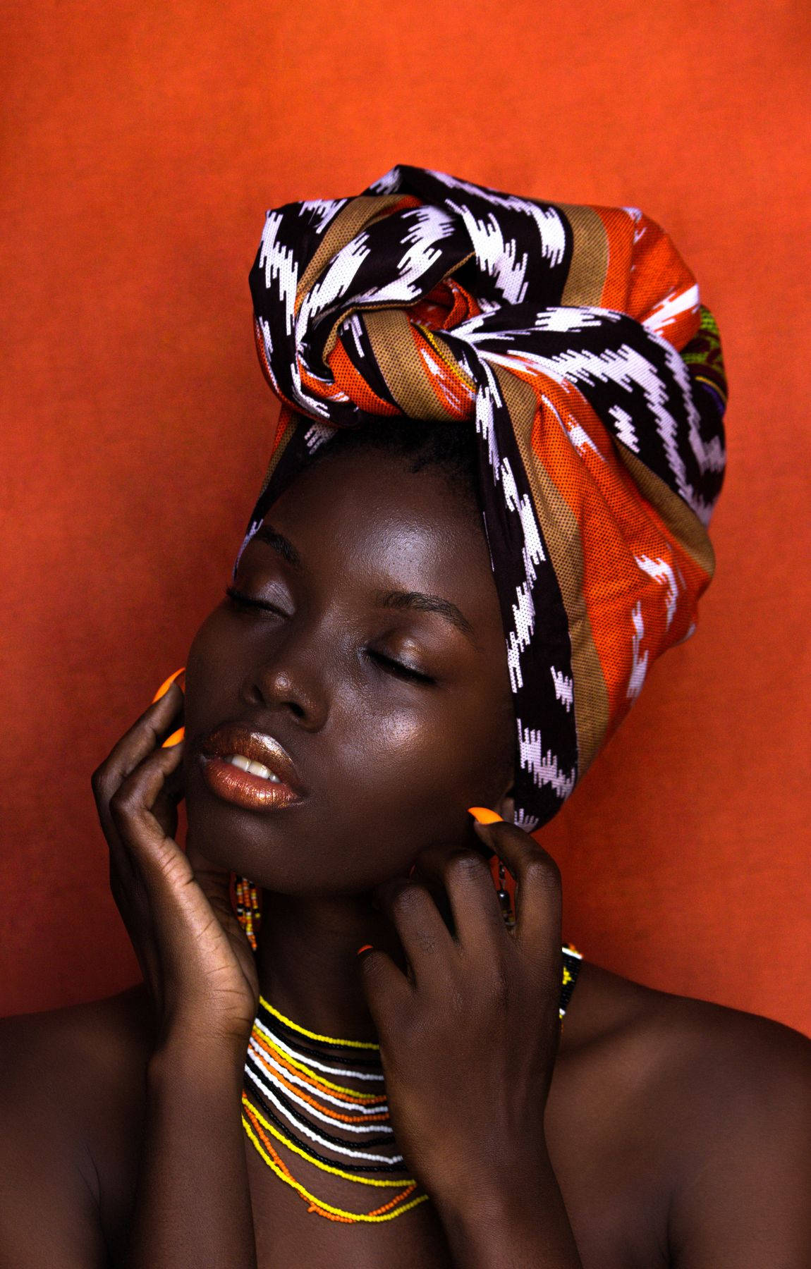 African Woman, headwrap, vibrant patterned headwrap, HD Phone Wallpaper