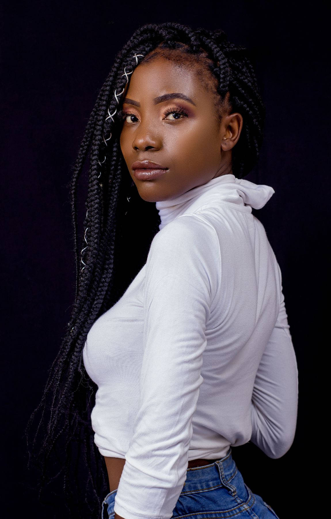 African Woman, long braided hair, silver accents, HD Phone Wallpaper