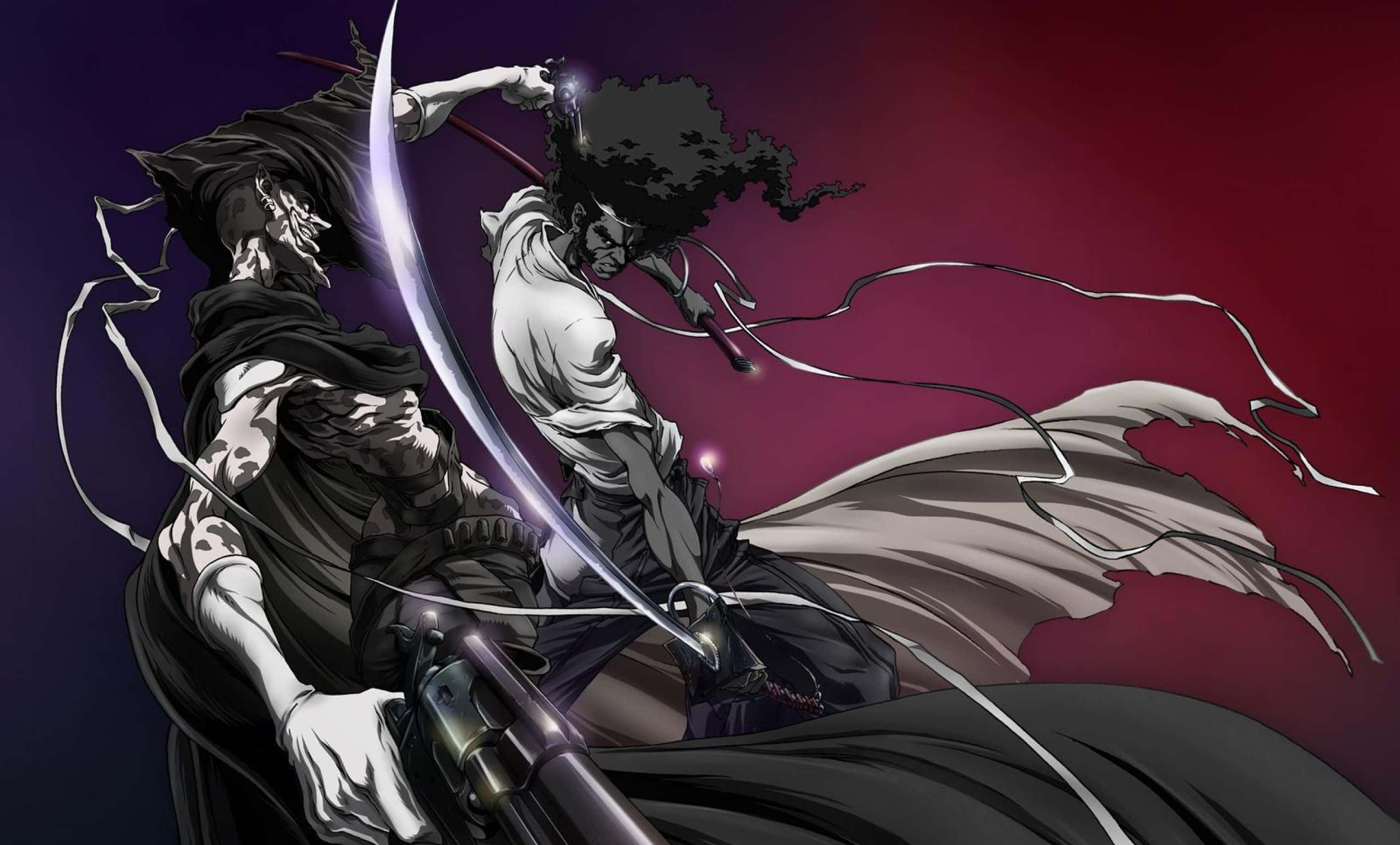 Afro Samurai, anime warriors, swords, 2K Desktop Wallpaper