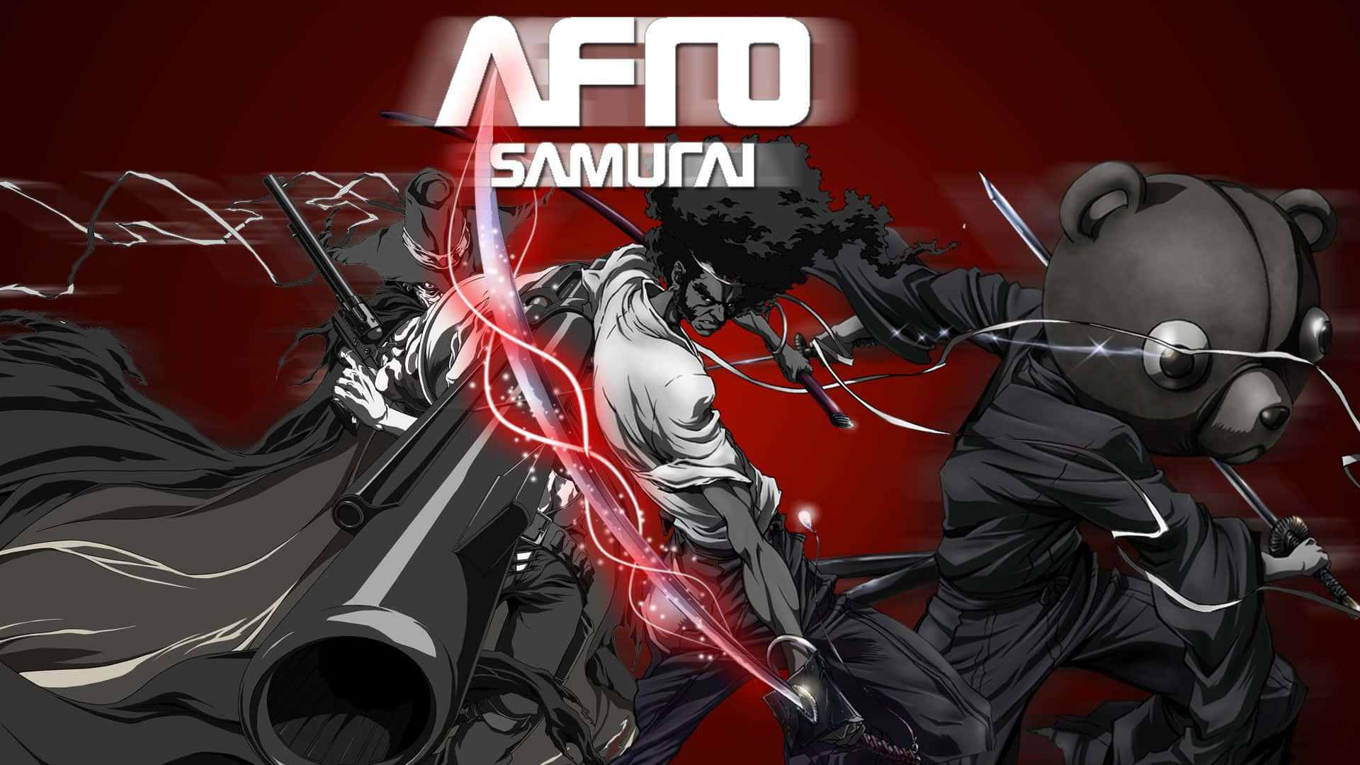 Afro Samurai, bear-headed warrior, glowing red sword, Full HD Desktop Wallpaper