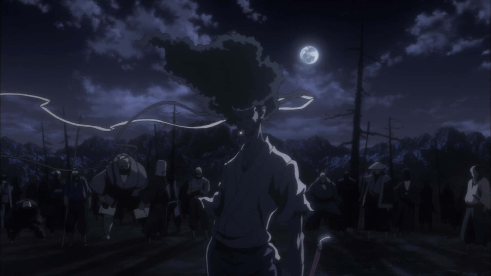 Afro Samurai, full moon, dark energy, Full HD Desktop Wallpaper