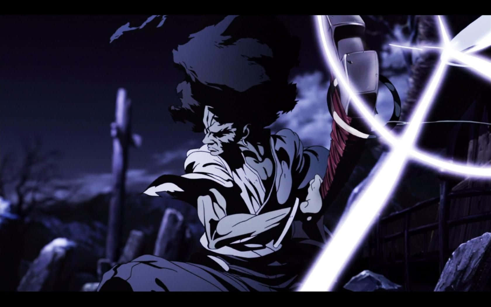 Afro Samurai, mountain, glowing sword, HD Desktop Wallpaper
