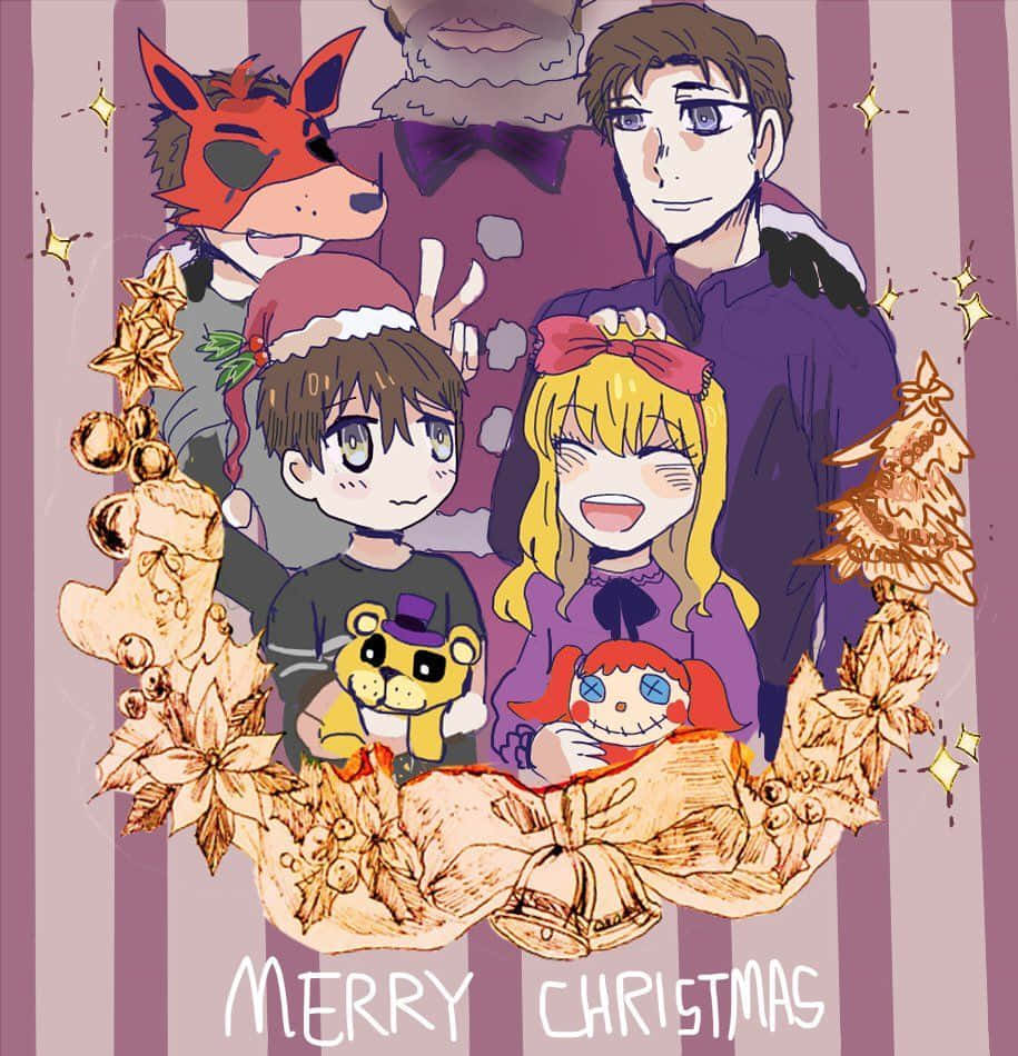 Afton Family, anime, Christmas, SD Phone Wallpaper