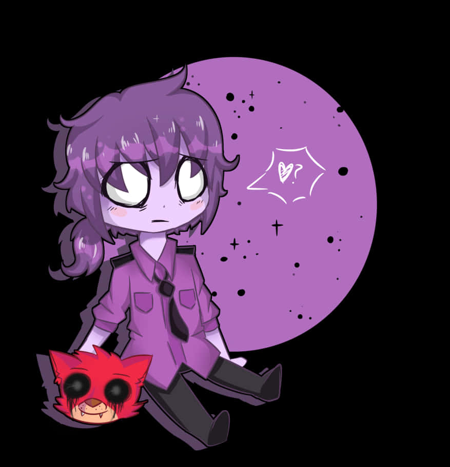 Afton Family, Purple Guy, chibi anime girl, SD Phone Wallpaper