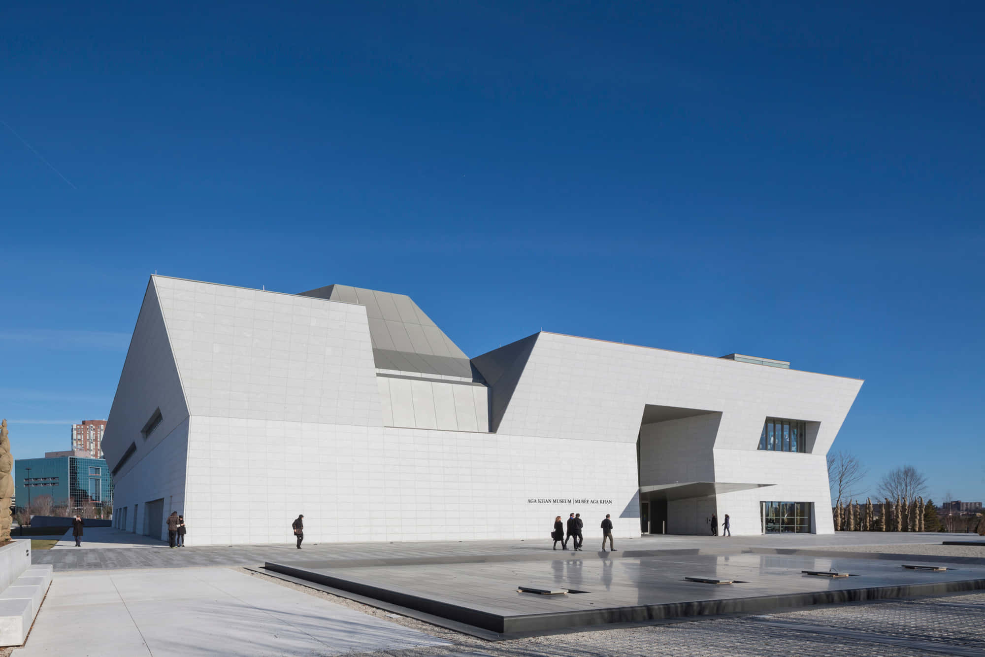 Aga Khan Museum, modern white architectural structure, sharp geometric angles, Full HD Desktop Wallpaper
