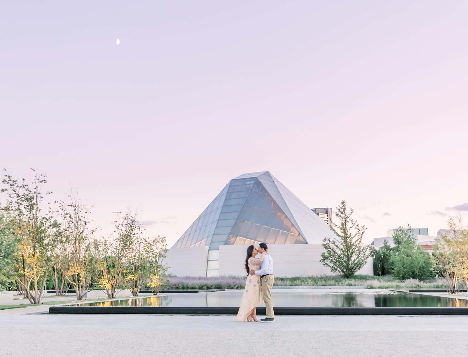 Aga Khan Museum, modern glass pyramid building, twilight, HD Desktop Wallpaper