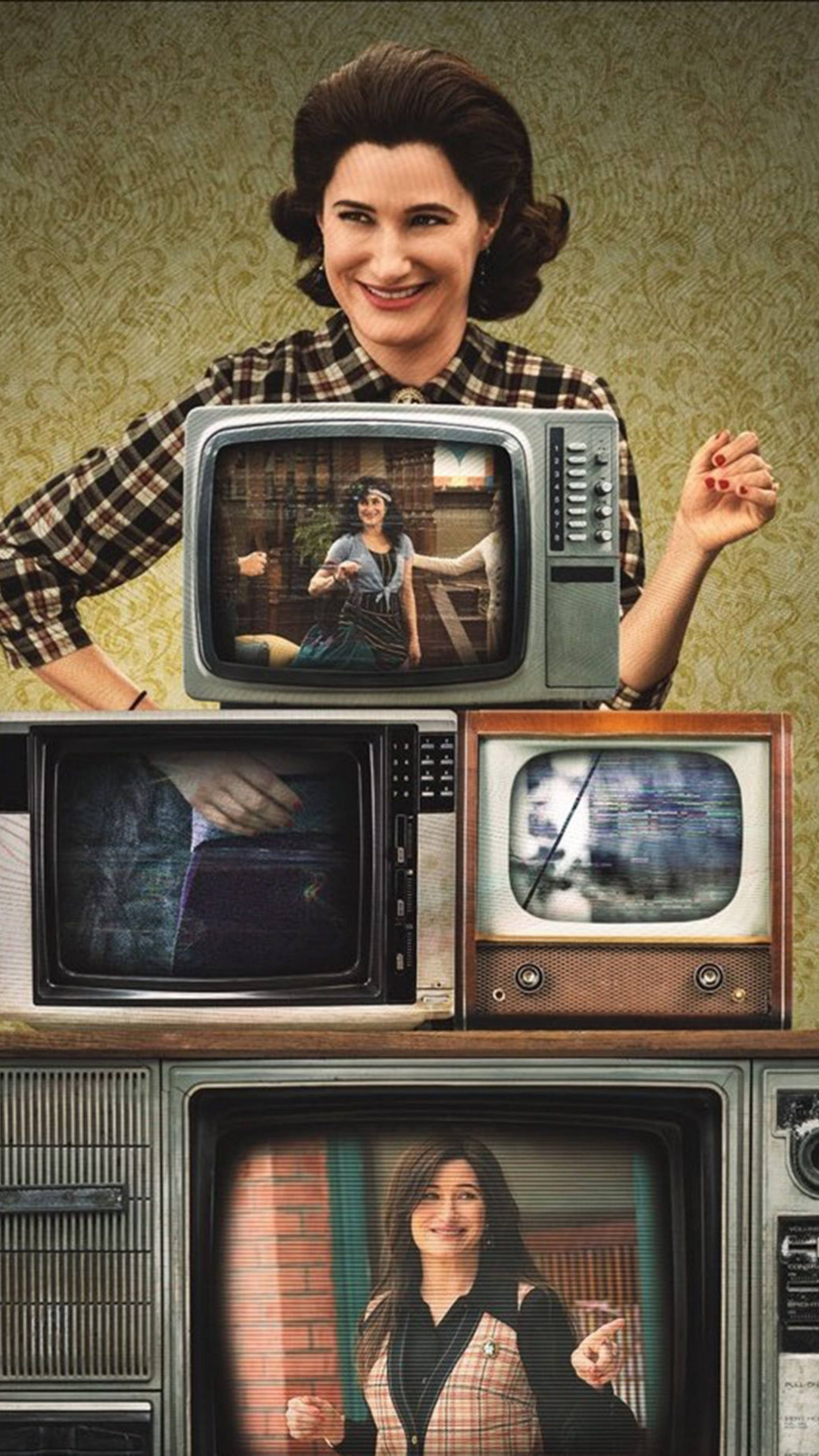Agatha Harkness, plaid shirt, vintage TVs, 4K Phone Wallpaper