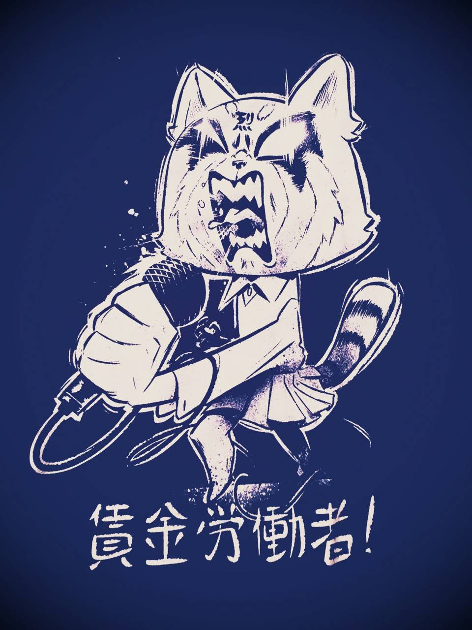 Aggretsuko, purple sketch art, white raccoon, HD Phone Wallpaper