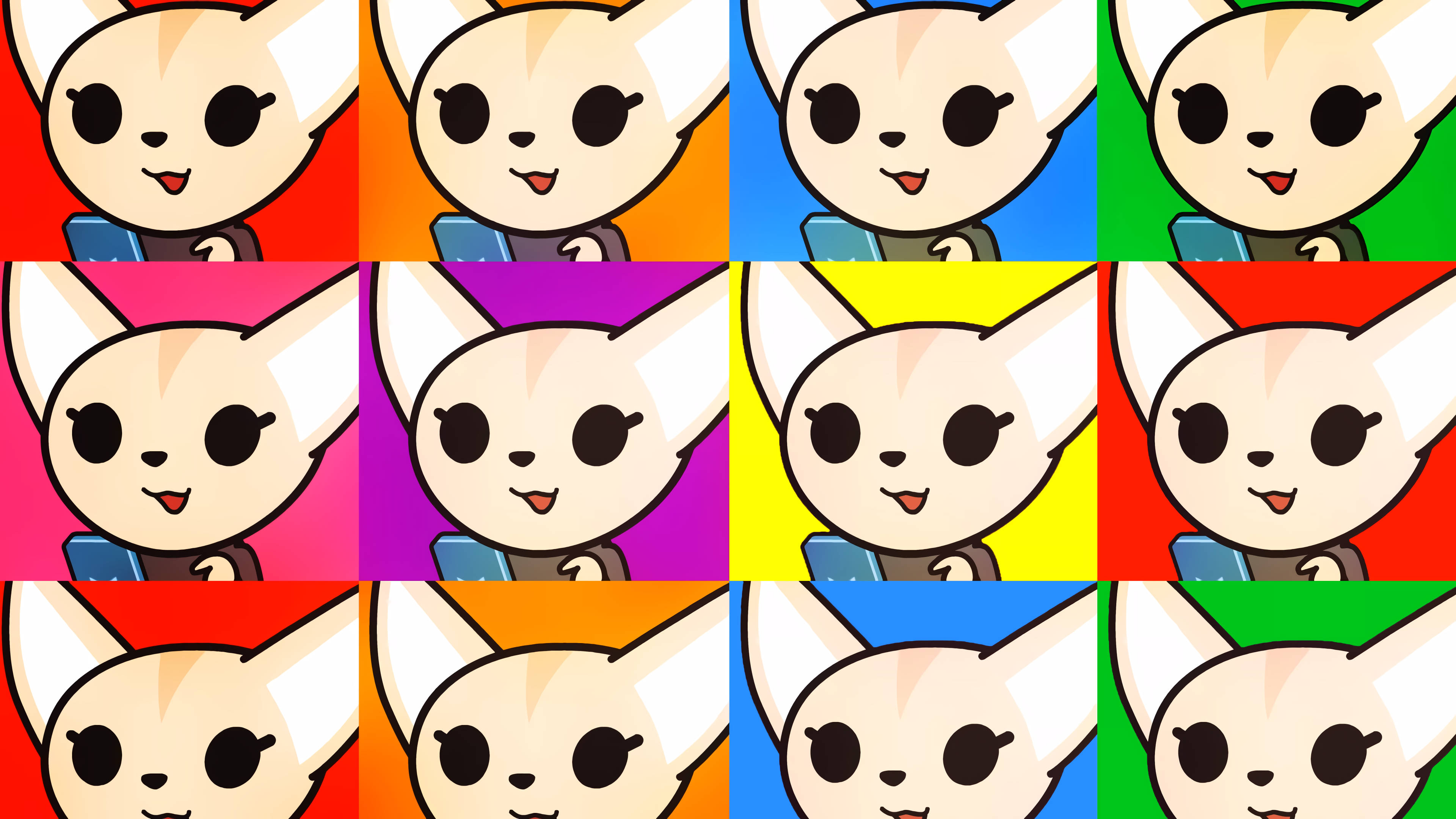 Aggretsuko, phone, vibrant rainbow backgrounds, 4K Desktop Wallpaper