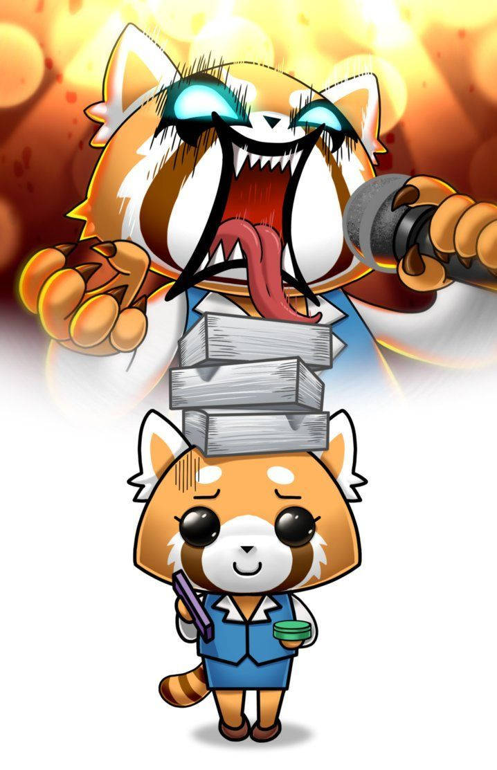 Aggretsuko, red panda, rap, SD Phone Wallpaper