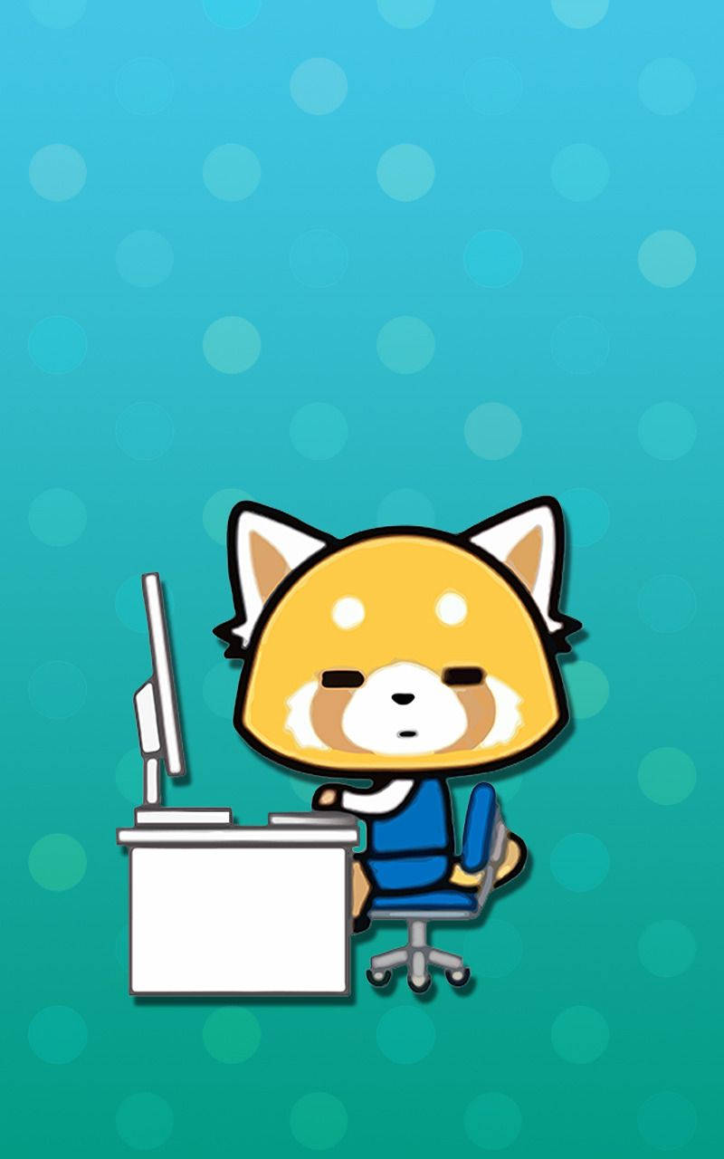 Aggretsuko, red panda, desk, HD Phone Wallpaper