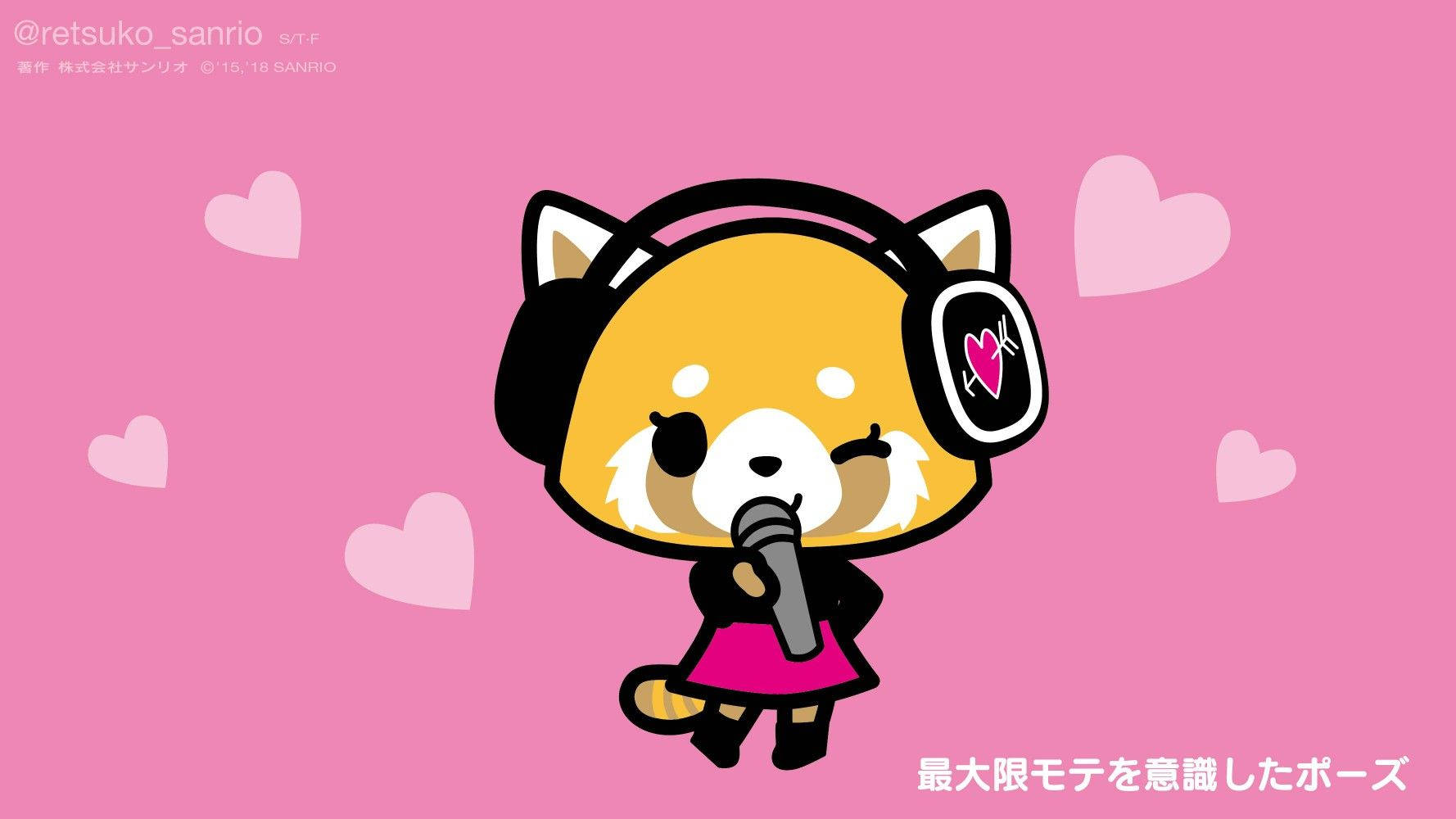 Aggretsuko, red panda character, pink dress, HD Desktop Wallpaper