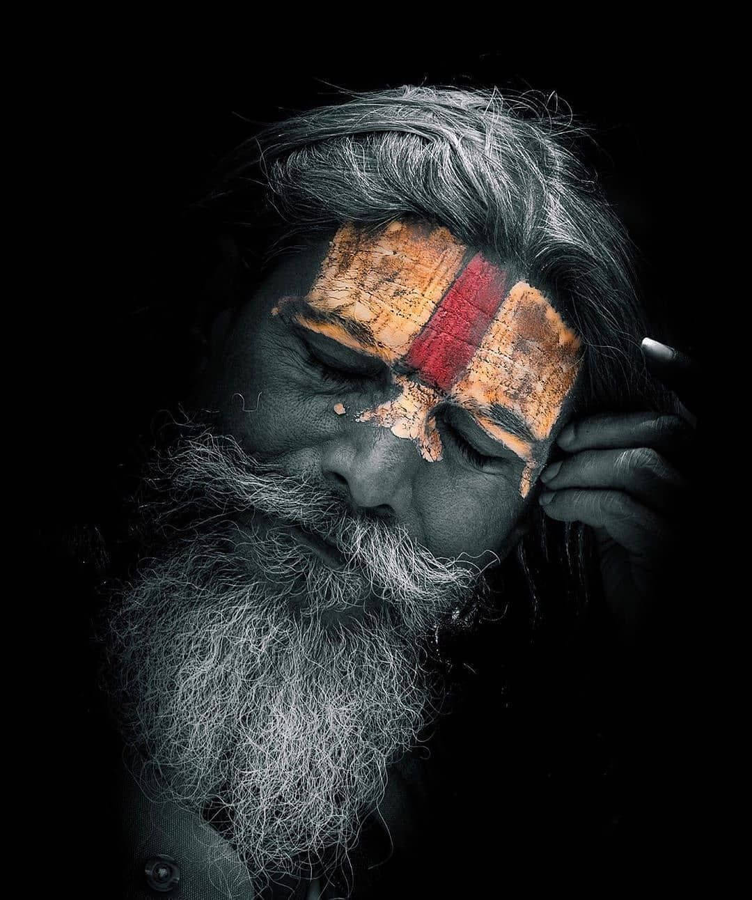 Aghori, long grey beard, closed eyes, HD Phone Wallpaper