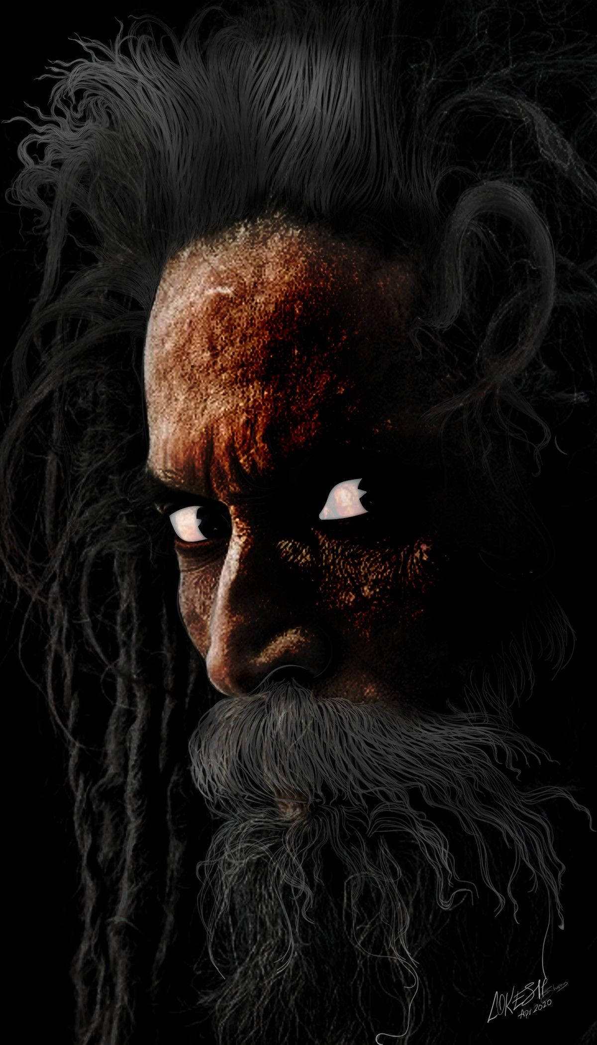 Aghori, bearded man, glowing eyes, Full HD Phone Wallpaper