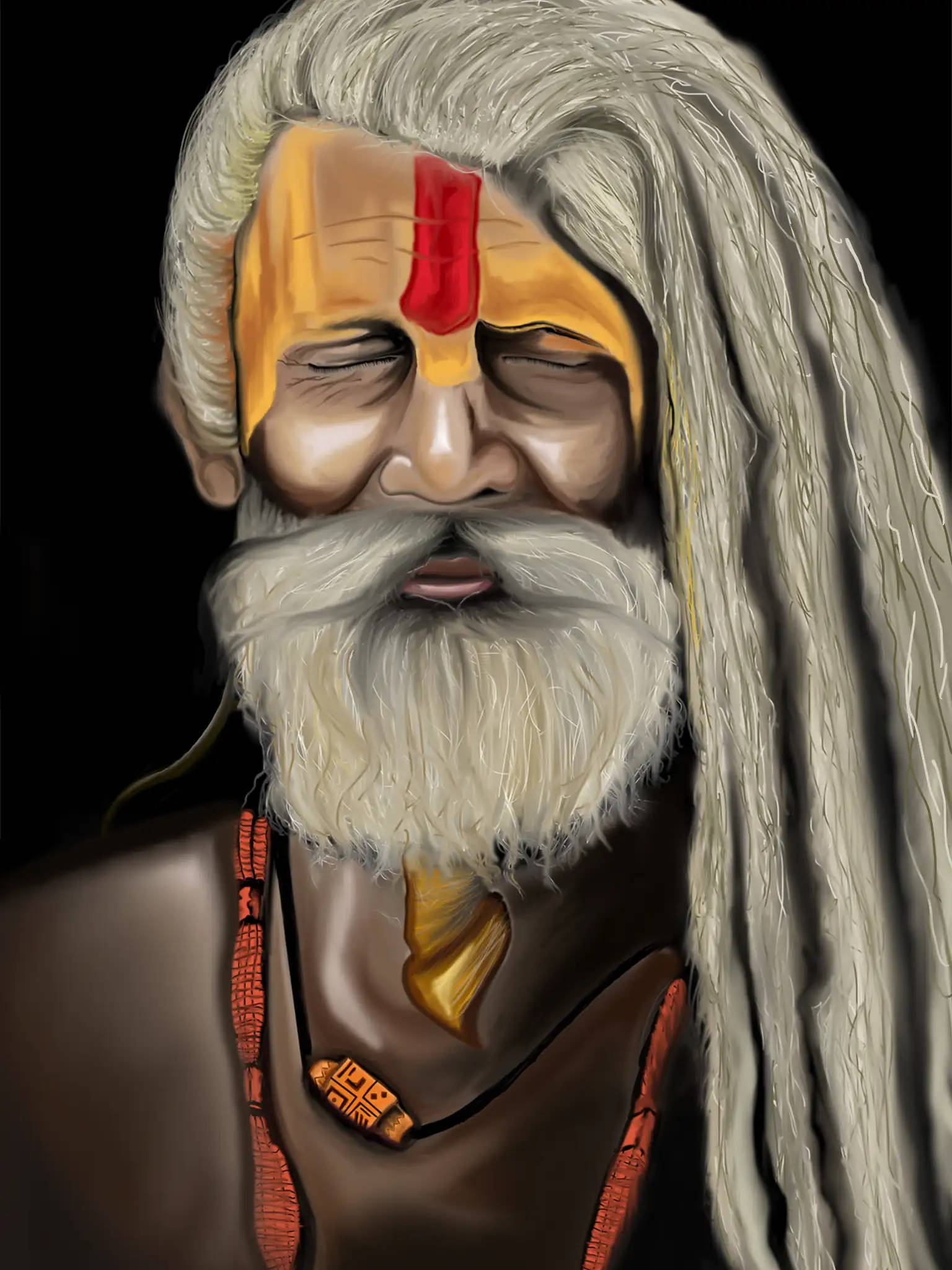 Aghori, long white hair, beard, Full HD Phone Wallpaper