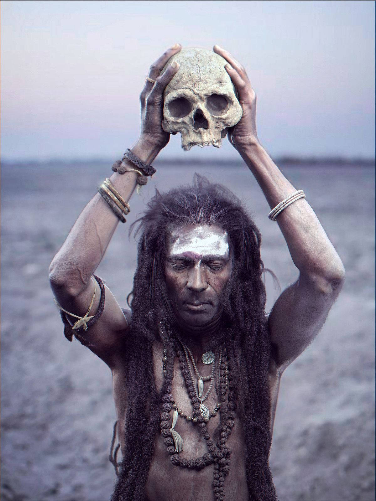 Aghori, ritual skull, dreadlocks, HD Phone Wallpaper