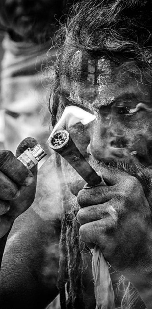 Aghori, black and white portrait, long hair, HD Phone Wallpaper