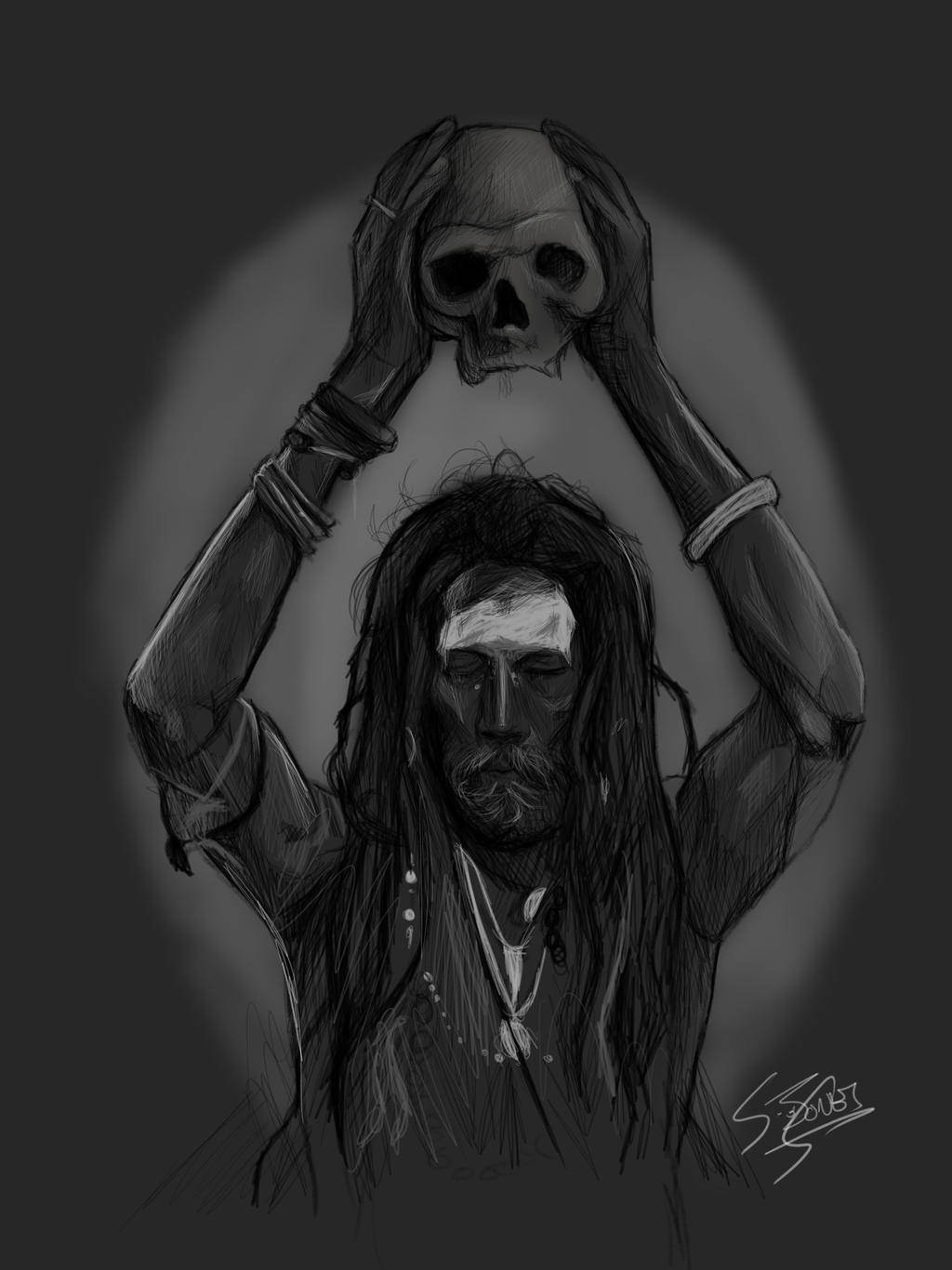 Aghori, skull, long hair, HD Phone Wallpaper