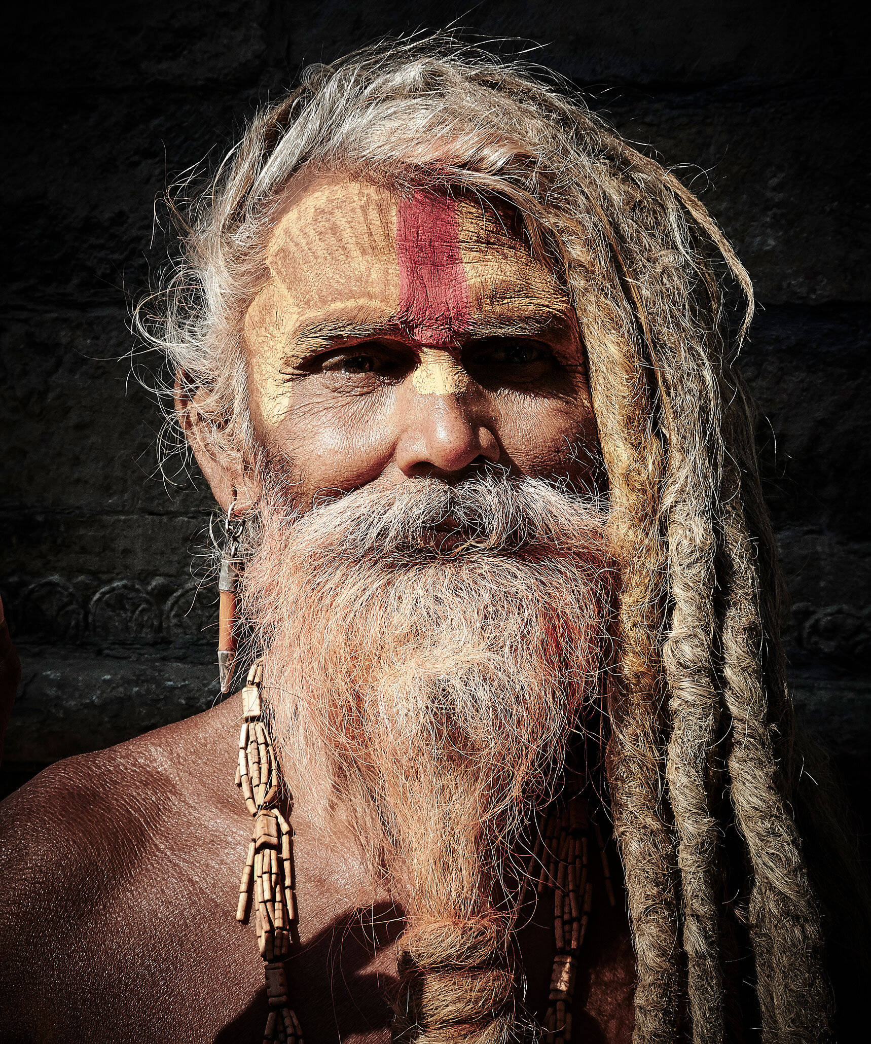 Aghori, dreadlocks, red and gold face paint, Full HD Phone Wallpaper