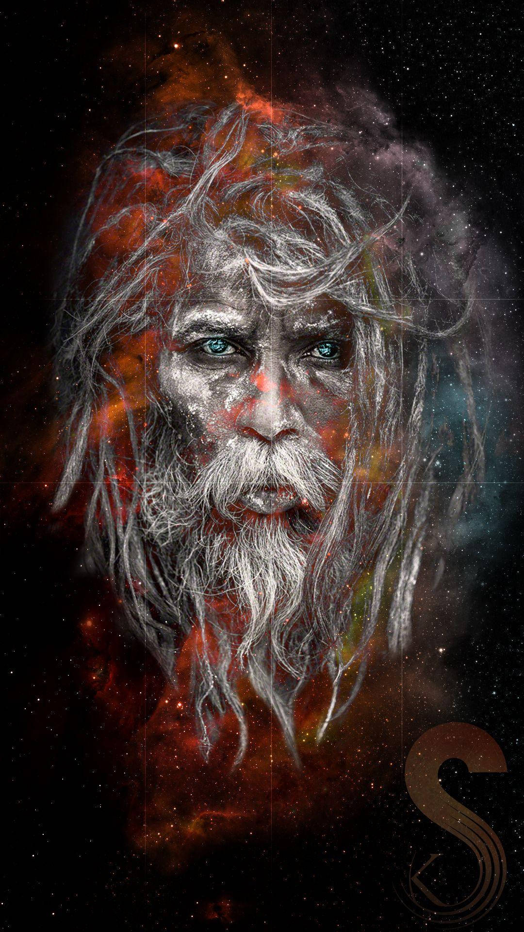 Aghori, cosmic nebula, red and orange, Full HD Phone Wallpaper