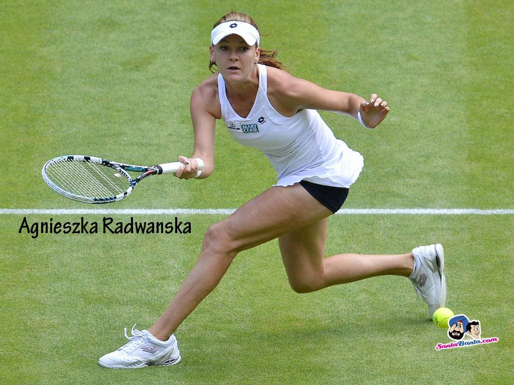 Agnieszka Radwanska, grass court, yellow ball, SD Desktop Wallpaper