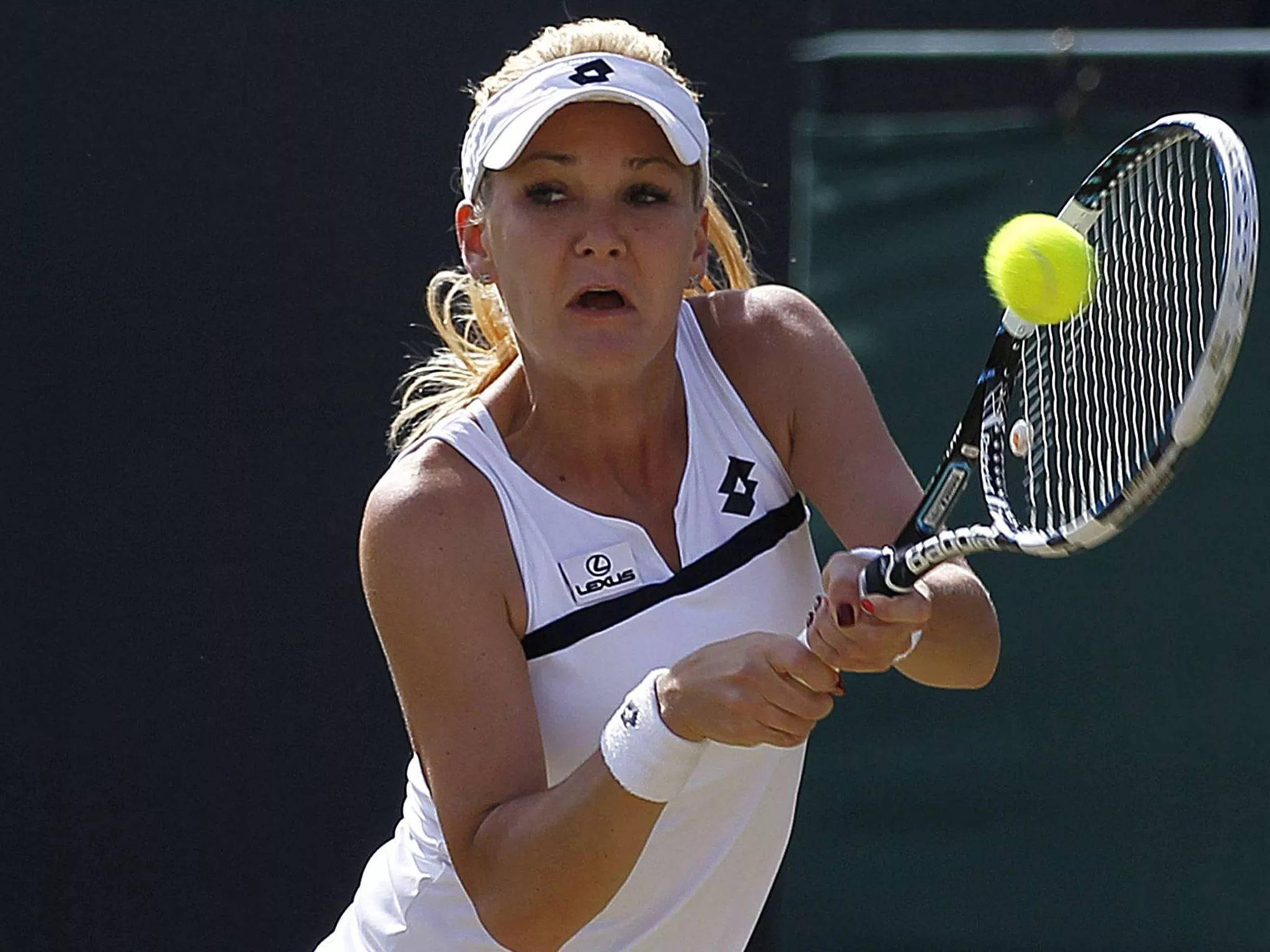 Agnieszka Radwanska, double-handed stroke, bright yellow ball, Full HD Desktop Wallpaper