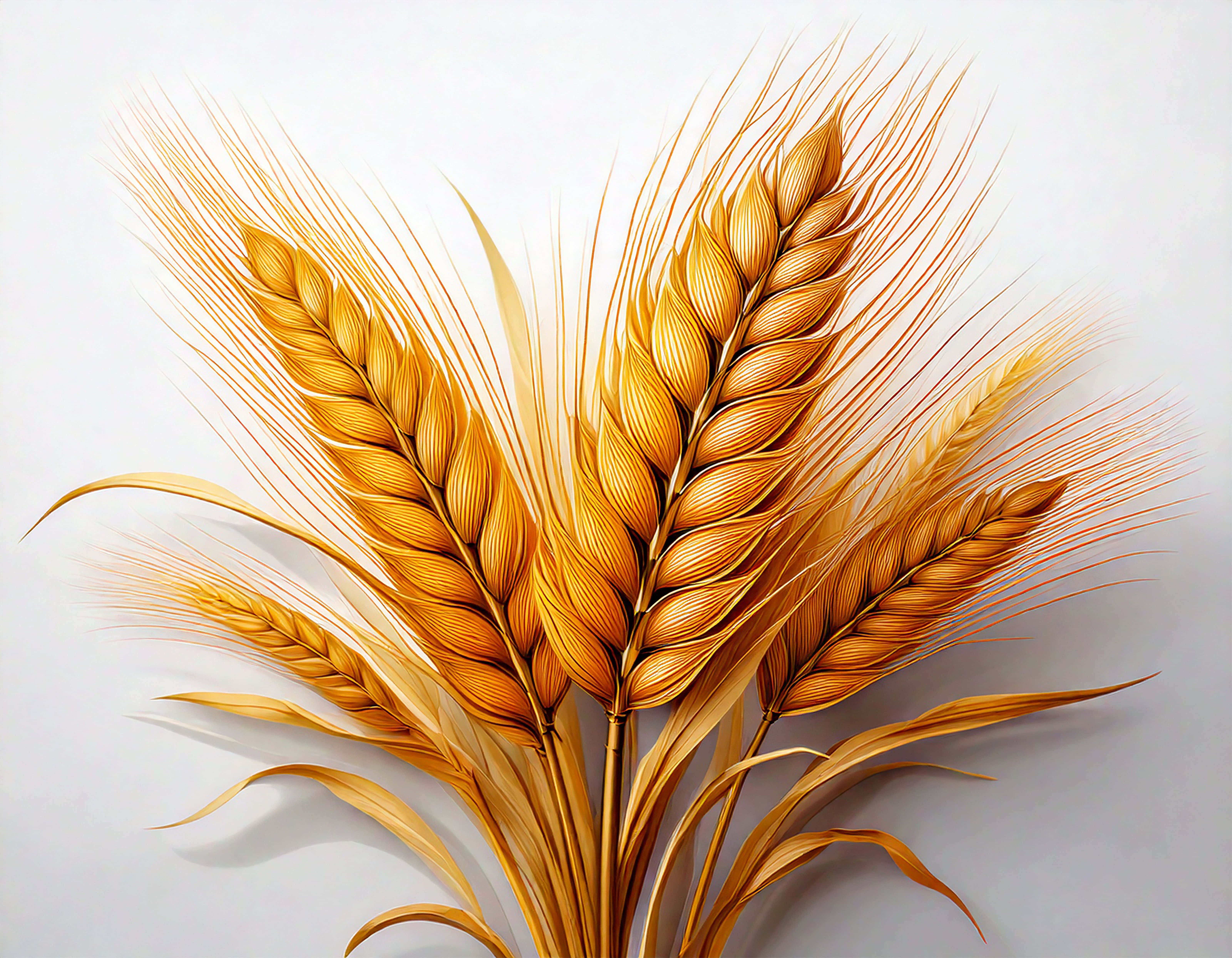 wheat, golden wheat stalks, detailed grains, 5K Desktop Wallpaper