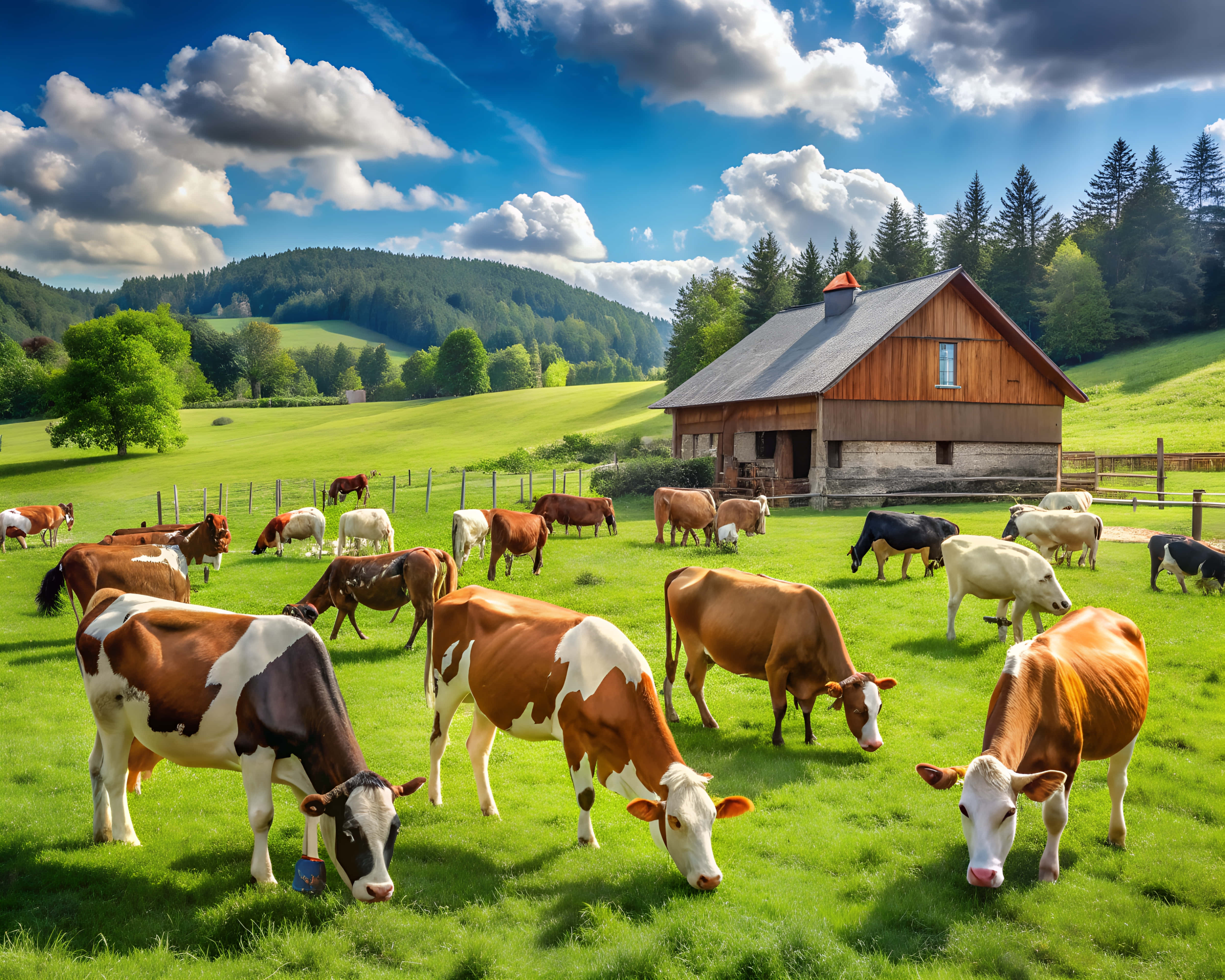 Agriculture, farm, cows, 4K Desktop Wallpaper