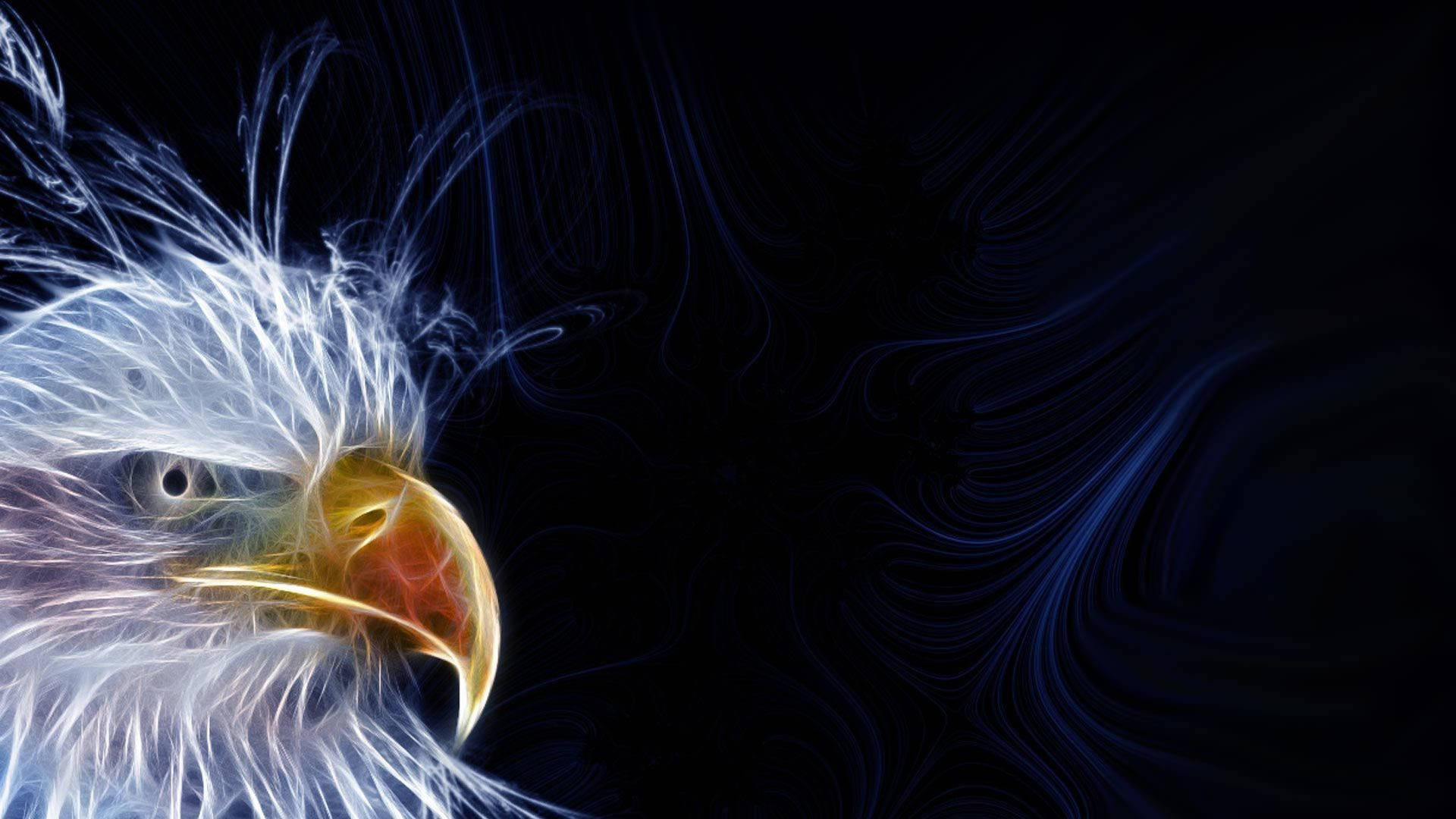 Aguila, fractal eagle head, electric blue, Full HD Desktop Wallpaper