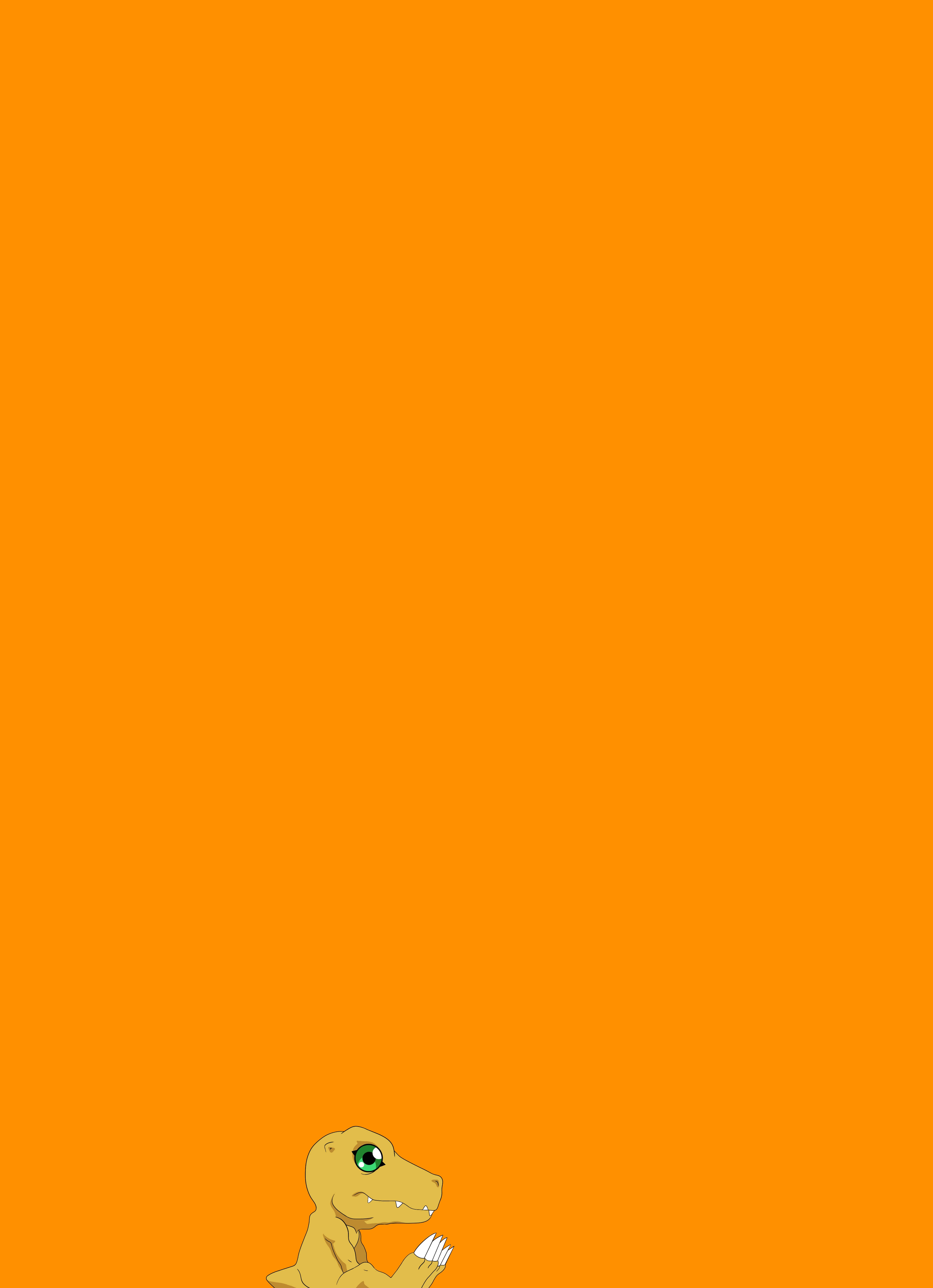 Agumon, yellow cartoon dinosaur, green eyes, 5K Phone Wallpaper