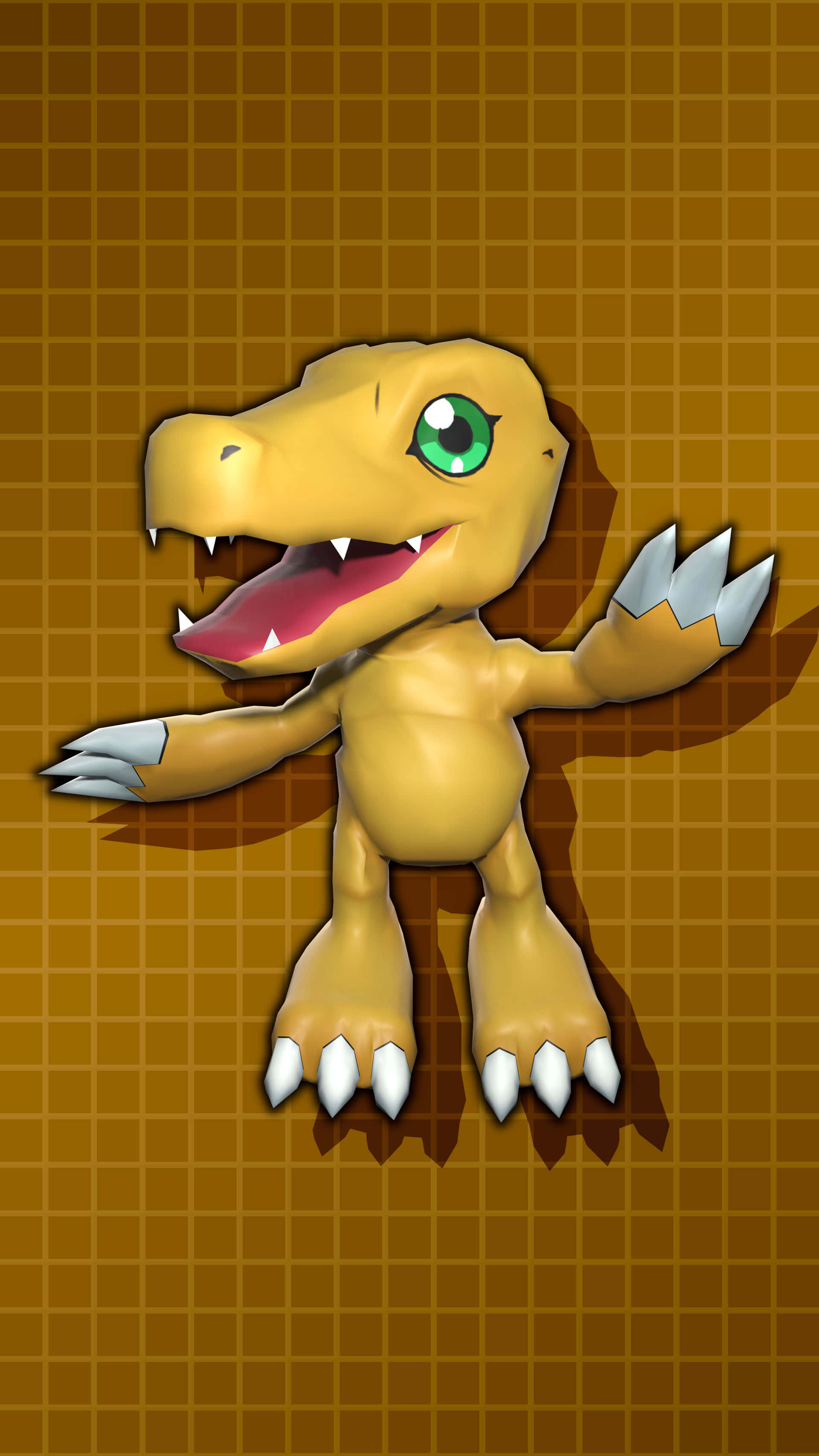 Agumon, digital monster, yellow dinosaur-like creature, 2K Phone Wallpaper