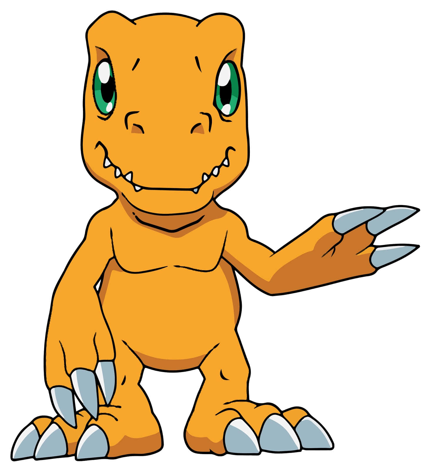 Agumon, orange, green eyes, HD Phone Wallpaper