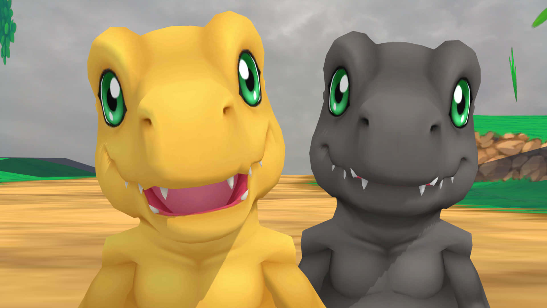 Agumon, Black Agumon, yellow, Full HD Desktop Wallpaper