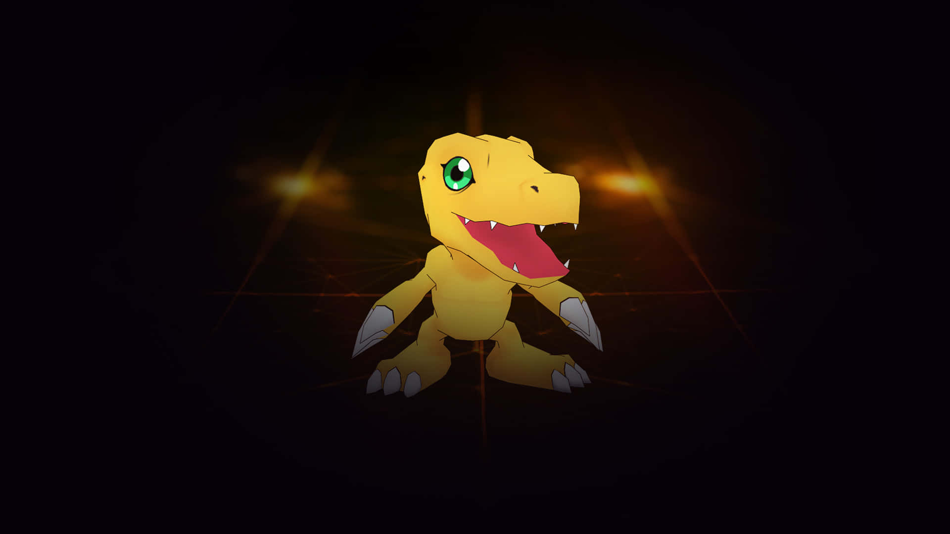 Agumon, yellow cartoon dinosaur, green eyes, Full HD Desktop Wallpaper