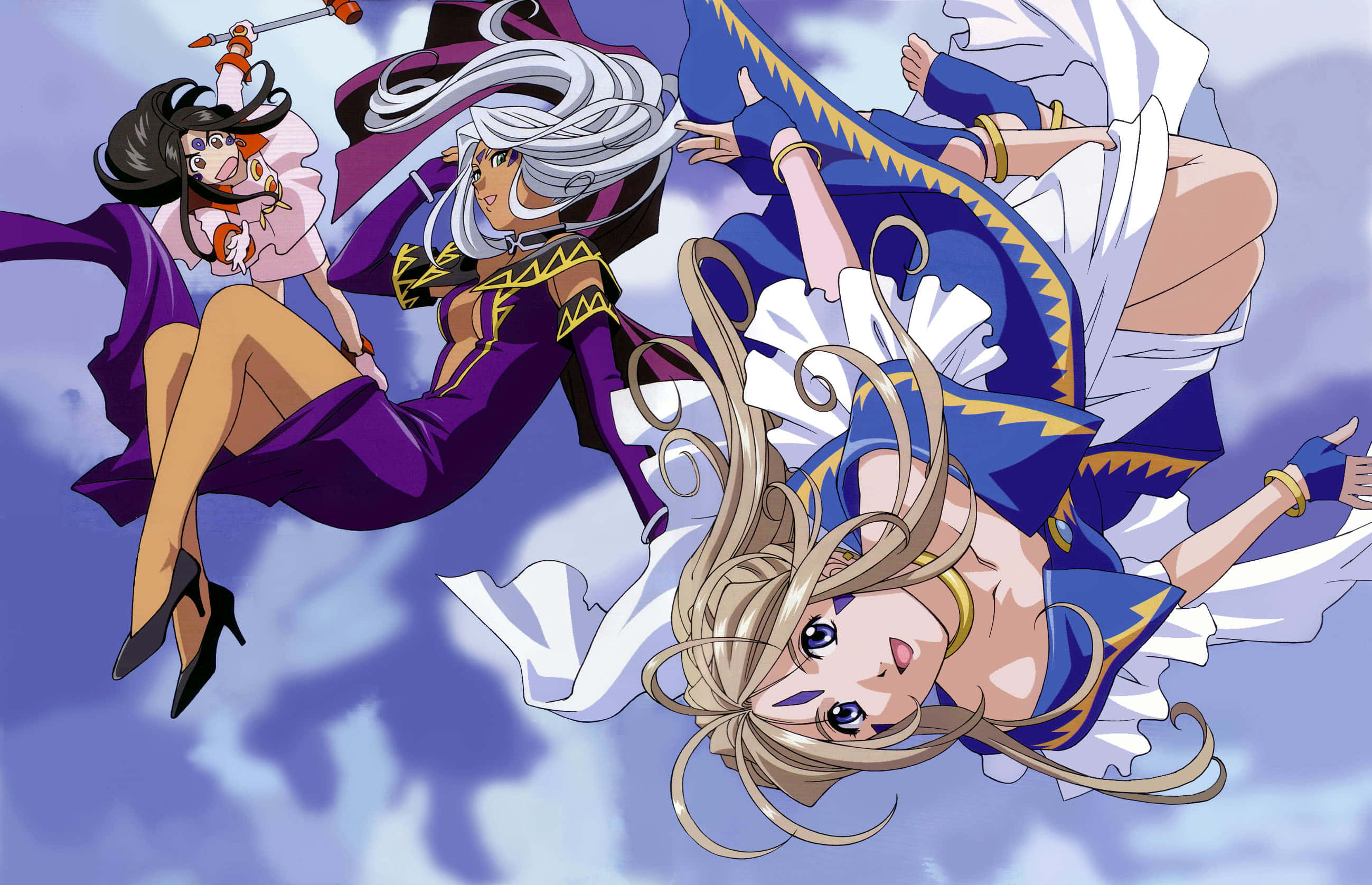 Ah My Goddess, Belldandy, cloudy sky, 2K Desktop Wallpaper
