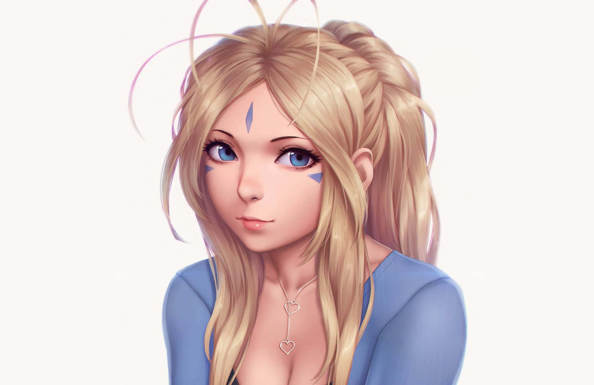 Ah My Goddess, Belldandy, blue markings, Full HD Desktop Wallpaper