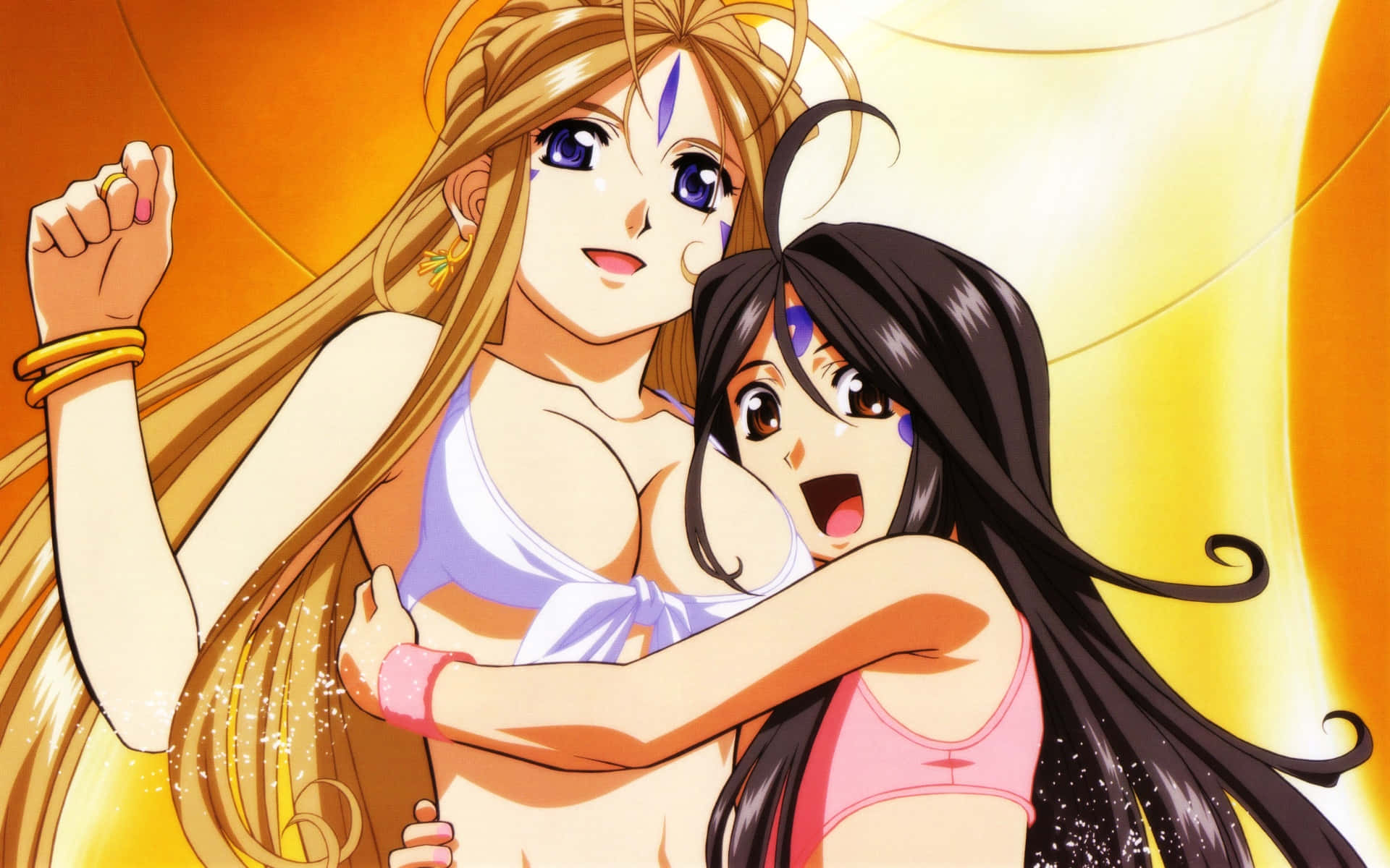 Belldandy, Ah My Goddess, heavenly pose, Full HD Desktop Wallpaper